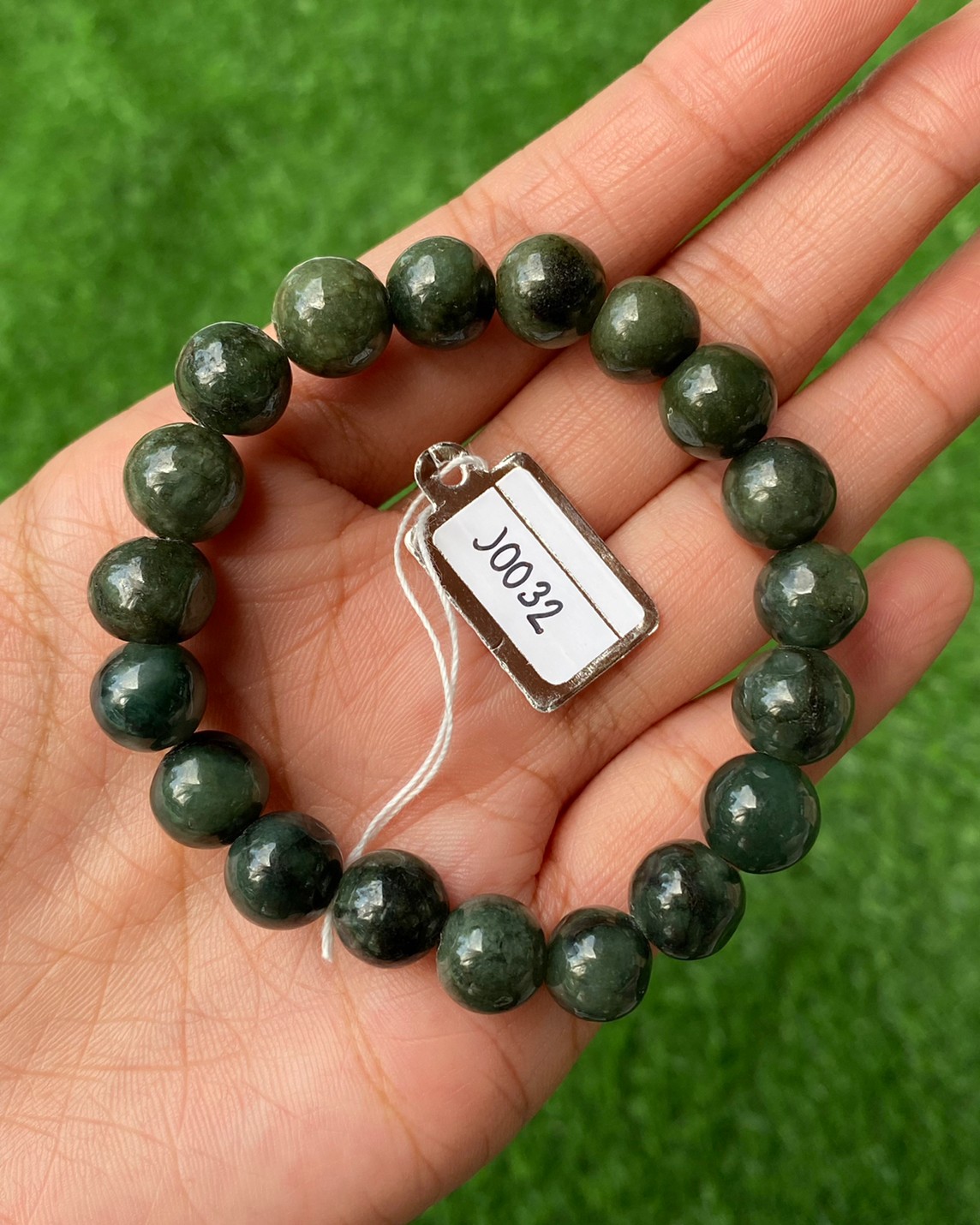 J0032 หยก พม่า แท้ Jade กำไล ประคำหยก (Jadeite Beads Bracelet) พม่า (Myanmar)