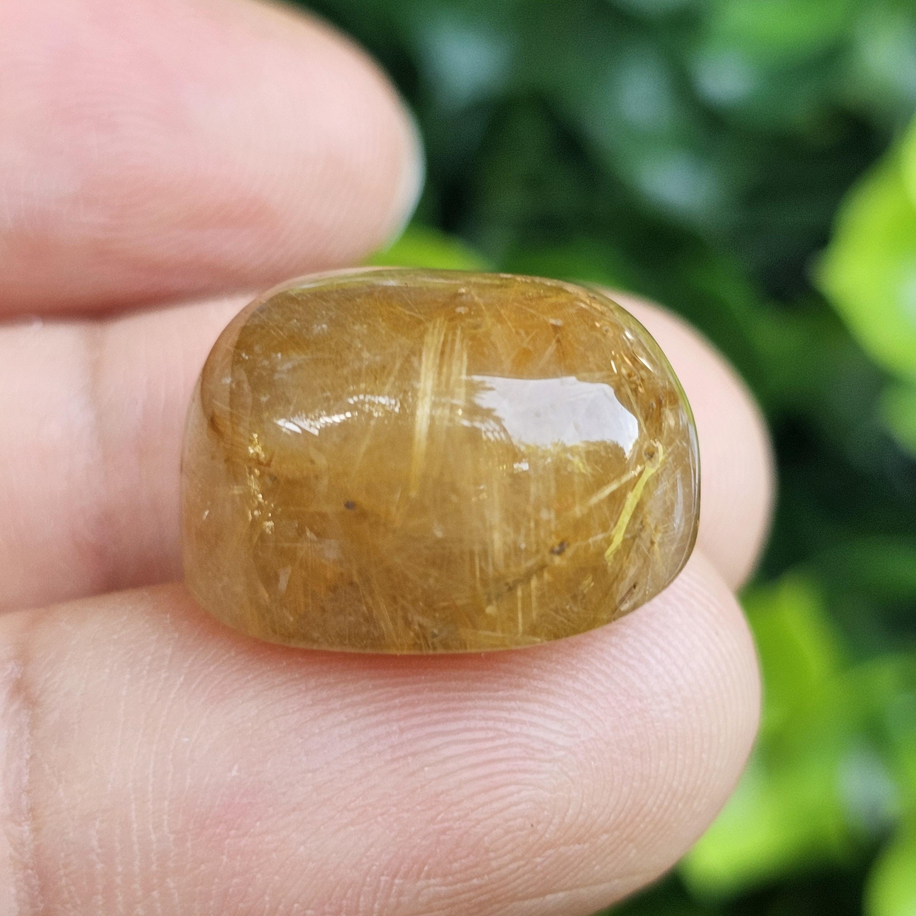 ไหมทอง ควอตซ์ Golden Rutilated Quartz 21.24 กะรัต Cts.พลอยแท้ อัญมณีมงคลประจําวันเกิด เครื่องประดับพลอย