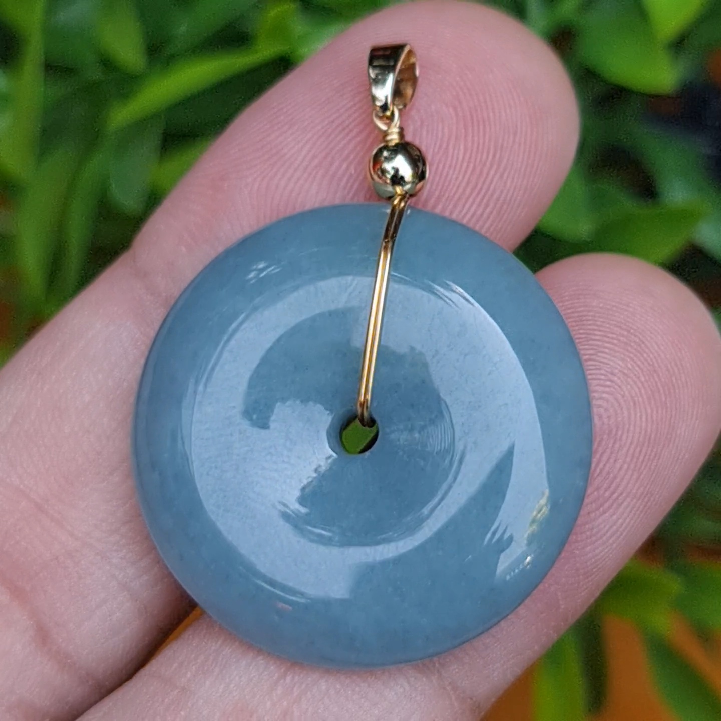 หยก จี้โดนัทหยก 56.30 Cts. (ฺBi Disc Jade) หยกแท้ อัญมณีมงคลประจําวันเกิด เครื่องประดับพลอย