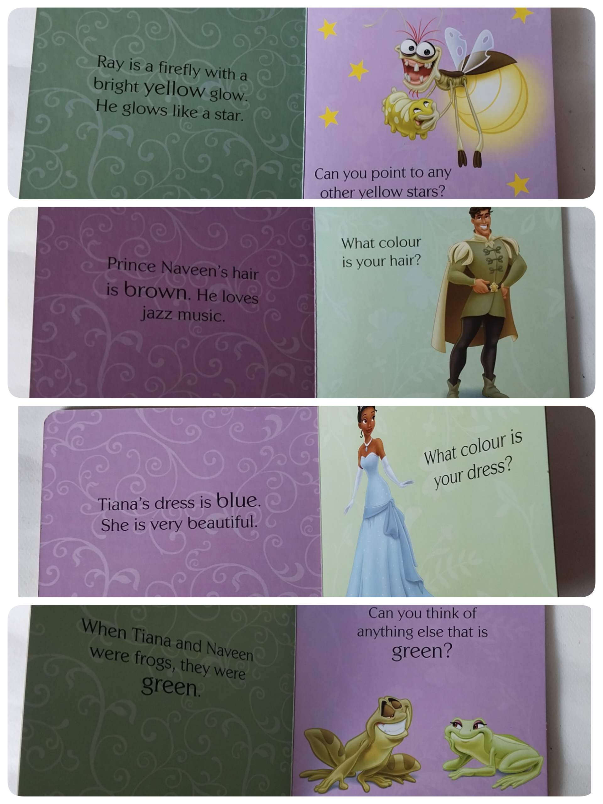 หนังสือภาพสวยเจ้าหญิงดิสนีย์สำหรับสะสม (ปกราพันเซล มีตำหนิ)เจ้าหญิงดิสนีย์5 เล่ม :สโนไวท์, เงือกน้อยแอเรี่ยล,ราปุนเซล(ราพันเซล),,ออโรร่า เจ้าหญิงนิทรา, เทียน่า เจ้าหญิงกบขนาดเล็ก ประมาณ 6 x 6 นิ้ว เป็นหนังสือภาษาอังกฤษ สำหรับเด็กเพื่อการเรียนรู้