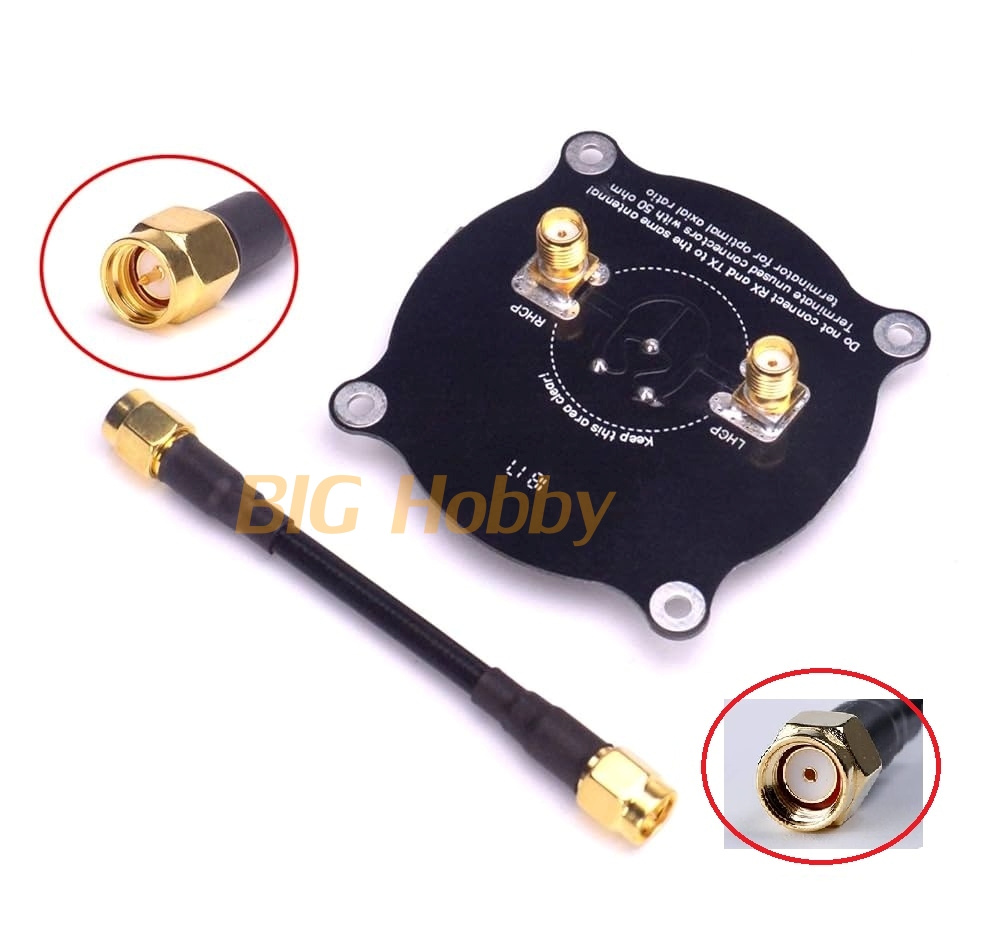สายอากาศแพท 5.8GHz Triple Feed Patch Antenna SMA / RPSMA Directional Circular Polarized Antenna for FPV Fatshark Goggles RC drone ขั้วเดือยเกลียวใน และรูเกลียวใน กรุณาแจ้งผู้เมียตอนสั่งซื้อ
