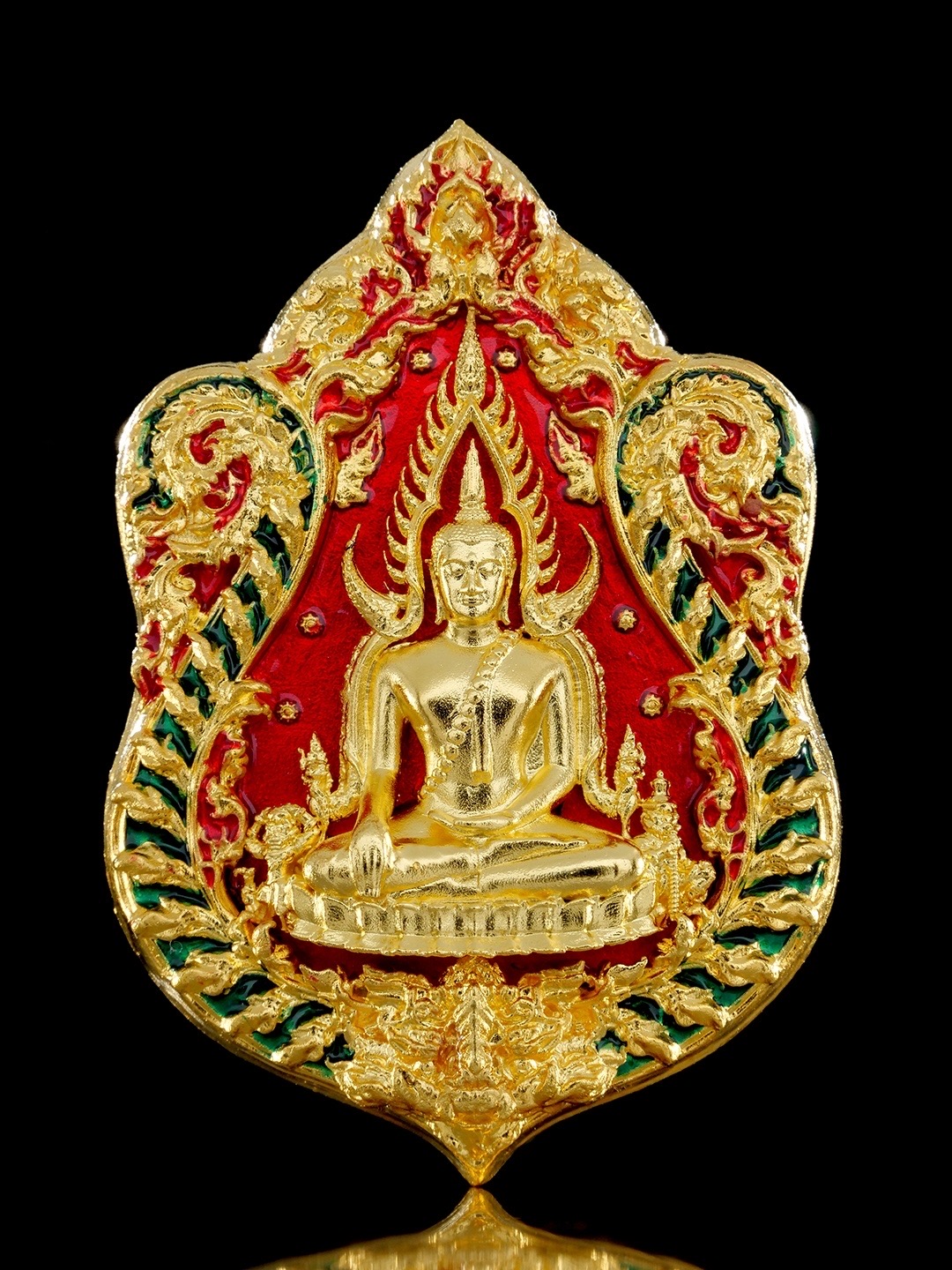 เหรียญเสมาพระพุทธชินราช รุ่น จตุมหามงคล666ปี รายการพิเศษศูนย์จอง เนื้อบรอนซ์ชุบทองลงยา (ด้านหน้า/พระพุทธชินราช ด้านหลัง/ท้าวเวสสุวรรณ)