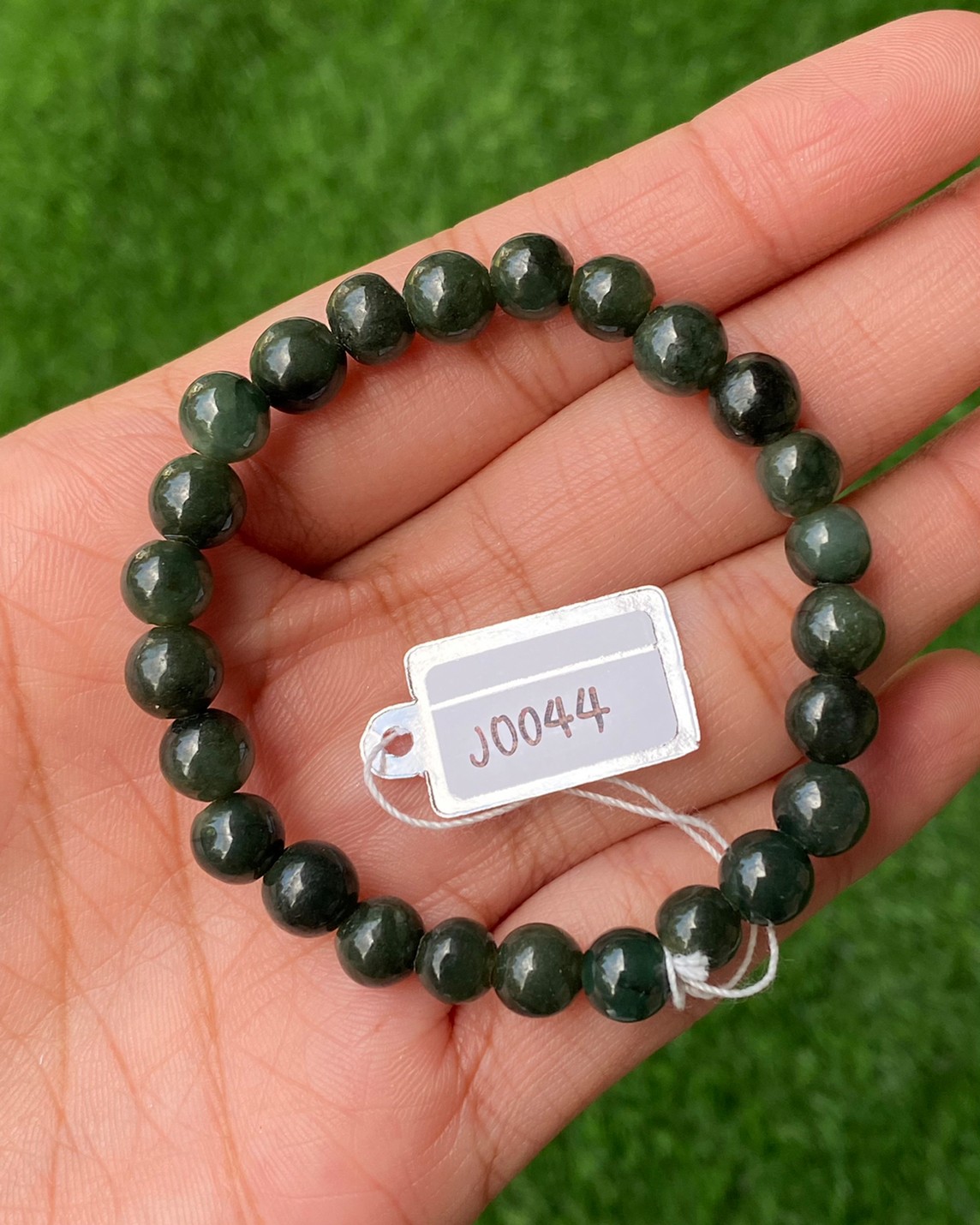 J0044 หยก พม่า แท้ Jade กำไล ประคำหยก (Jadeite Beads Bracelet) พม่า (Myanmar)