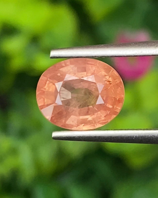 พลอย พัดพารัดชา Padparadscha Sapphire 2.45 กะรัต (Cts.) พร้อมใบเซอร์ พลอยแท้ อัญมณีมงคลประจําวันเกิด เครื่องประดับพลอย