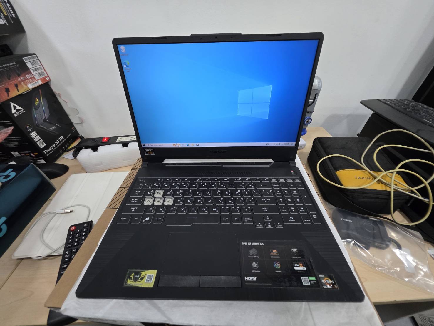 Asus TUF Gaming FA506 II(Ryzen7 4800H/16GB/M.2 512GB/GTX 1650Ti 4GB) + Adapter + กล่อง แบต 73%