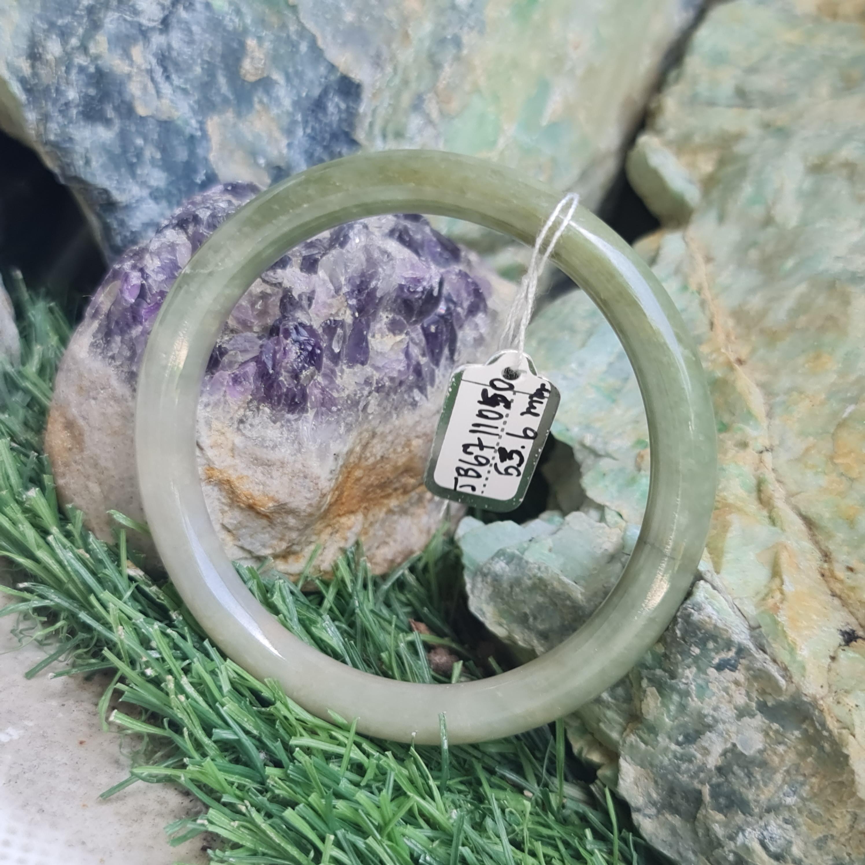 JB6711050 หยก พม่า แท้ Jade กำไลหยก 53.6 มม. (Jadeite bracelet) พม่า (Myanmar)