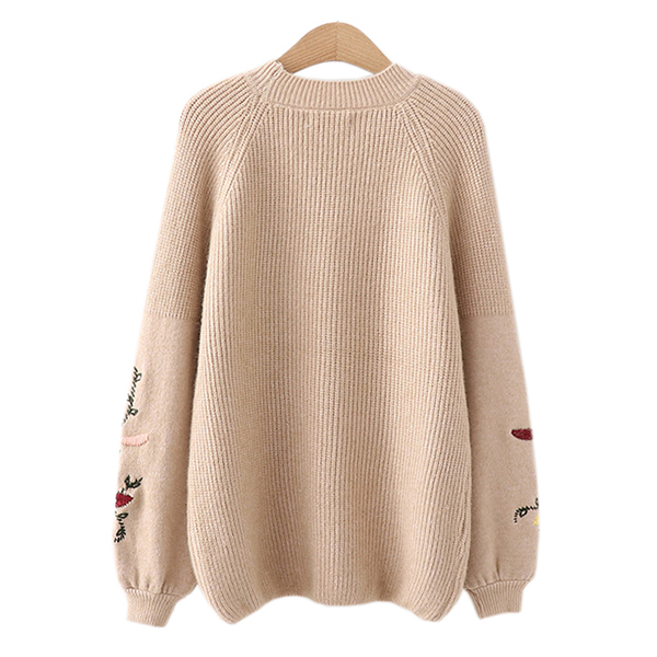 เสื้อสเวตเตอร์ไหมพรมวูลหนานุ่ม แขนยาวถักลายวินเทจ (12353LM)