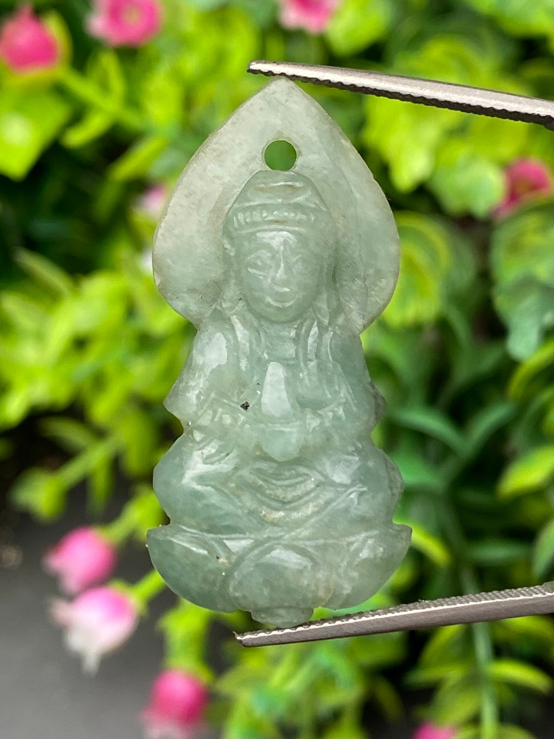 หยก แกะสลัก รูป เจ้าแม่กวนอิม (Burmese jadeite) 26.83 กะรัต (cts.) หยก พม่า แท้