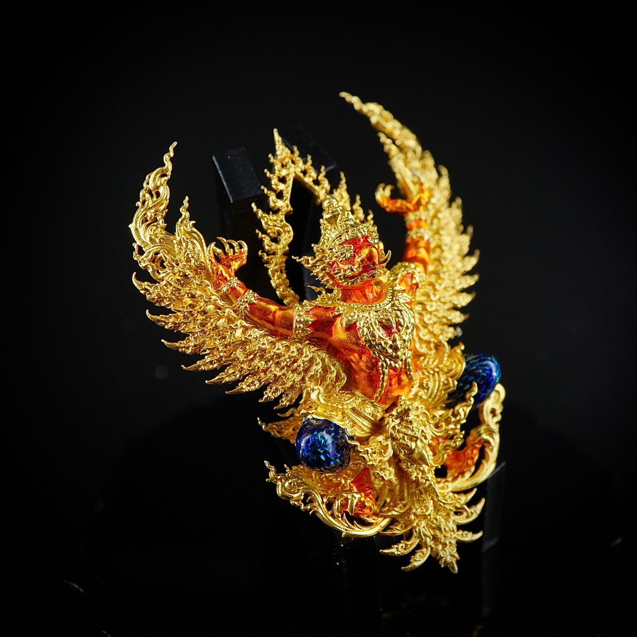 พญาครุฑ พญาเวนไตย รหัส 10 เนื้อบรอนซ์ชุบทองลงยาส้ม