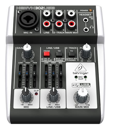 BEHRINGER XENYX 302USB มิกเซอร์ Premium 5-Input Mixer with XENYX Mic Preamp and USB/Audio Interface