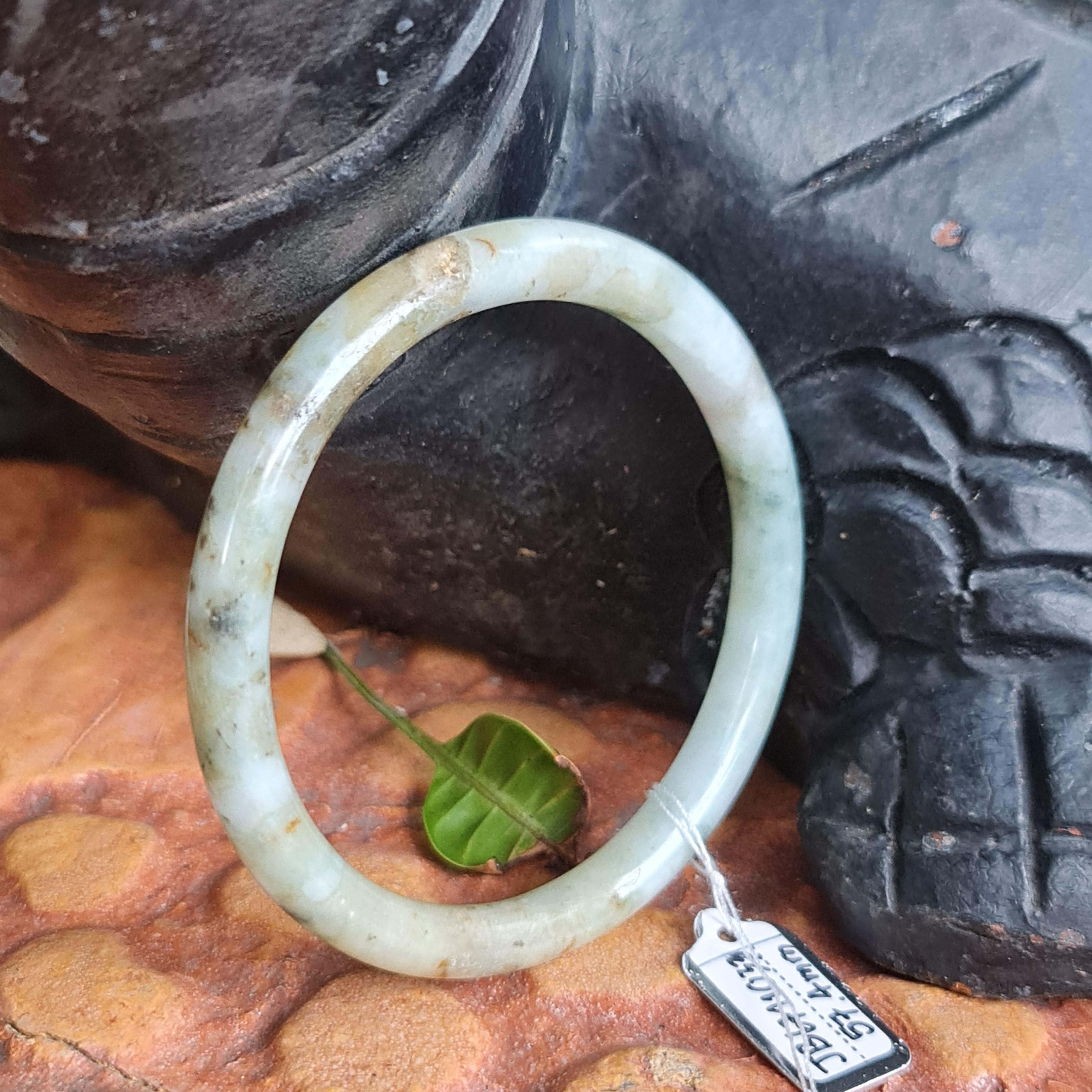 JB6711033 หยก พม่า แท้ Jade กำไลหยก 57.4 มม. (Jadeite bracelet) พม่า (Myanmar)