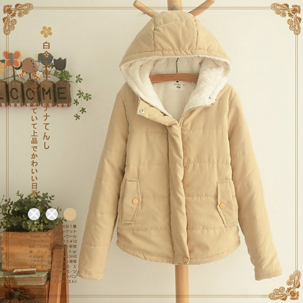 เสื้อโค้ทกันหนาว มีฮู้ด ซับผ้าขนนุ่มเต็มตัว (12092LM)