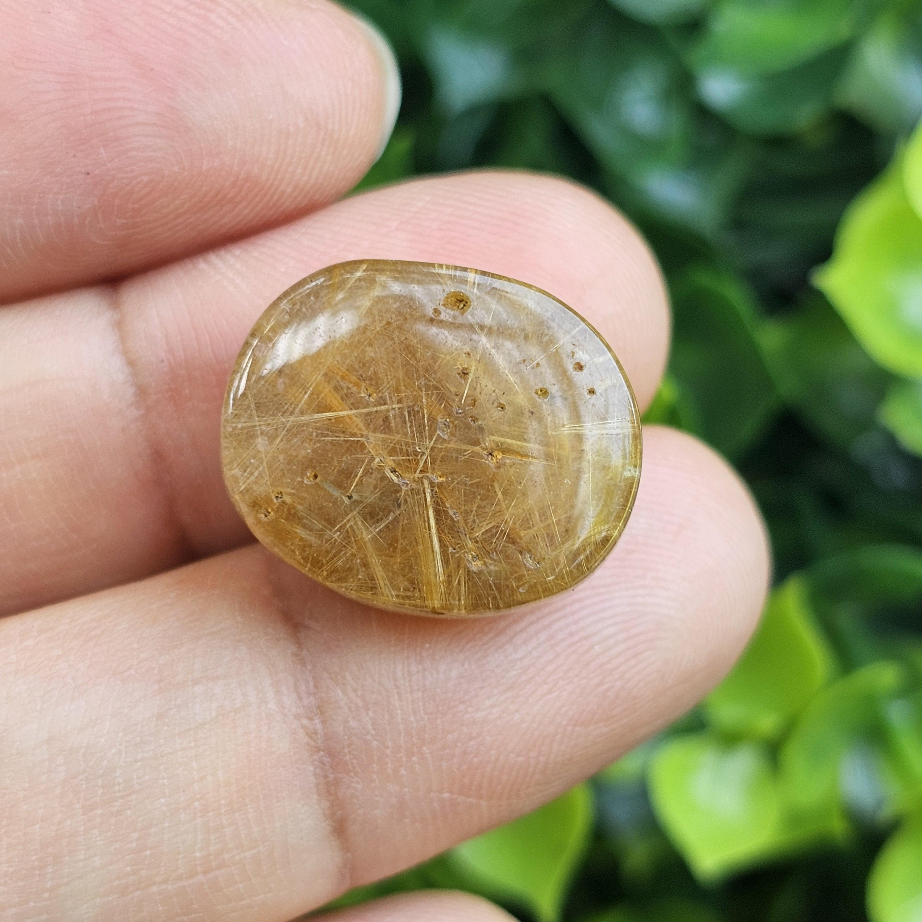 ไหมทอง ควอตซ์ Golden Rutilated Quartz 21.24 กะรัต Cts.พลอยแท้ อัญมณีมงคลประจําวันเกิด เครื่องประดับพลอย