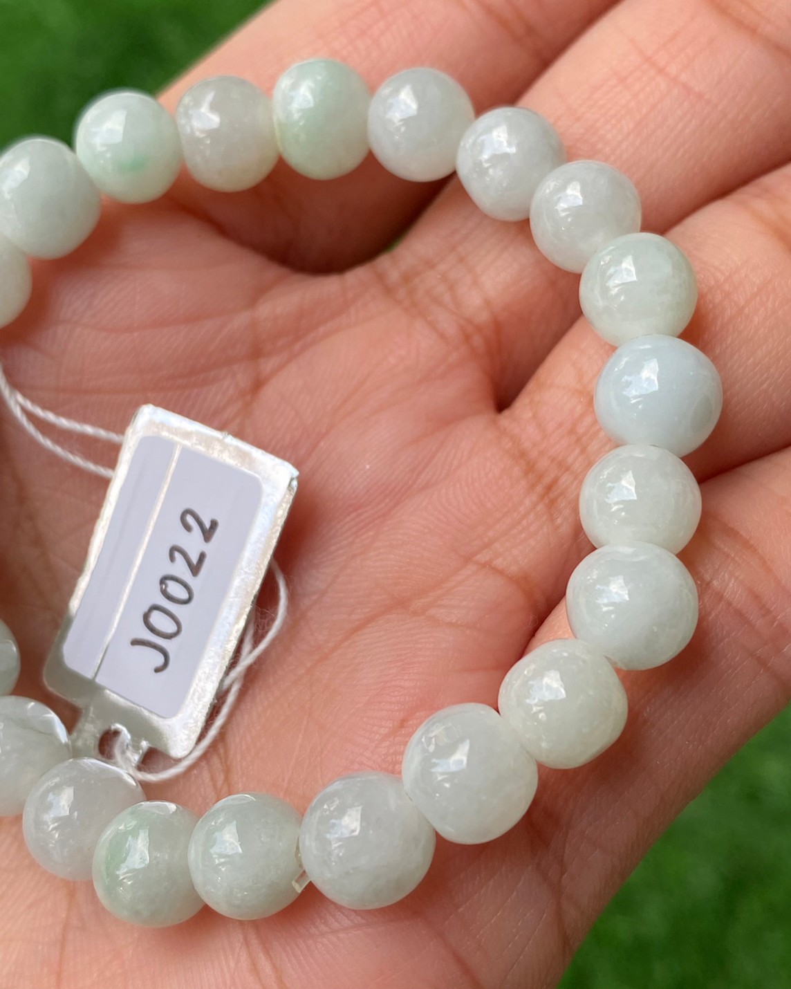 J0022 หยก พม่า แท้ Jade กำไล ประคำหยก (Jadeite Beads Bracelet) พม่า (Myanmar)