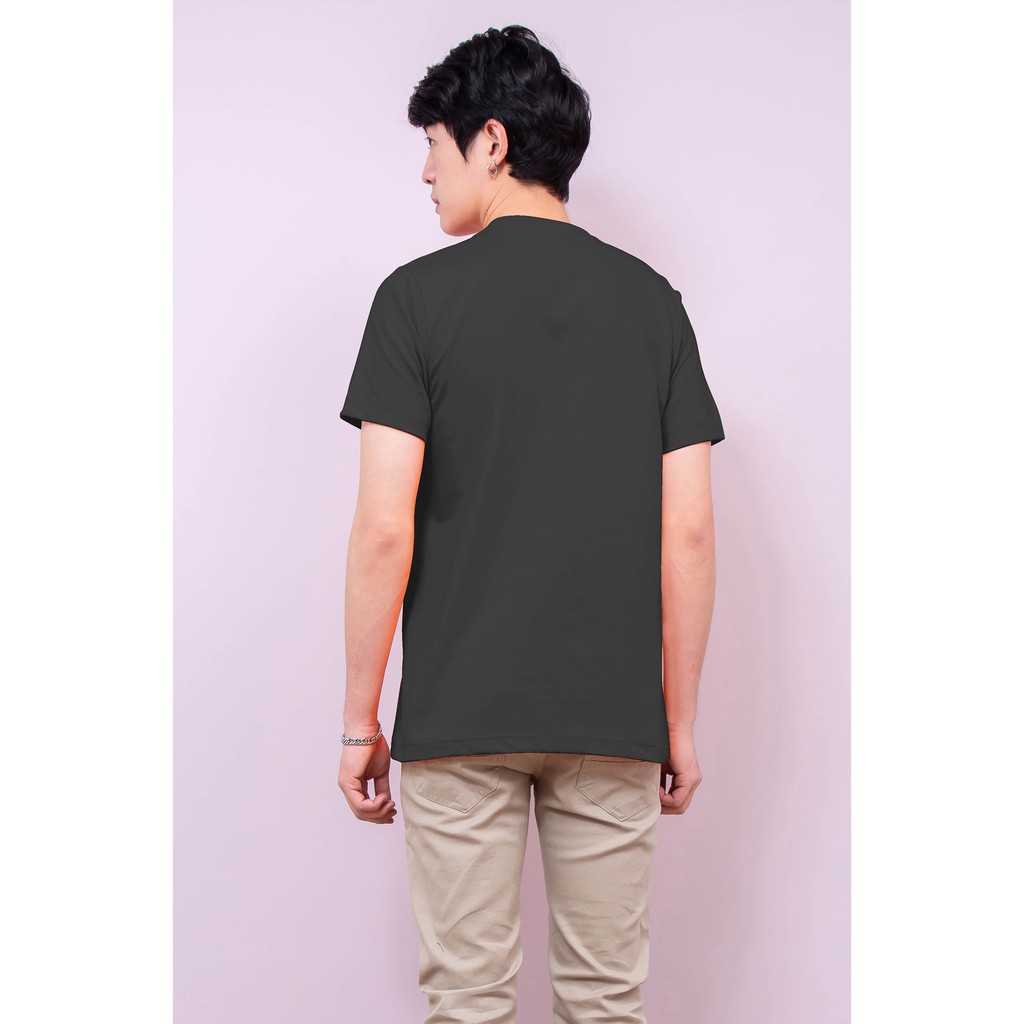 เสื้อยืด OV102 คอวี ผ้าCotton100% 32 เนื้อนุ่ม ใส่สบาย สีเทาเข้ม