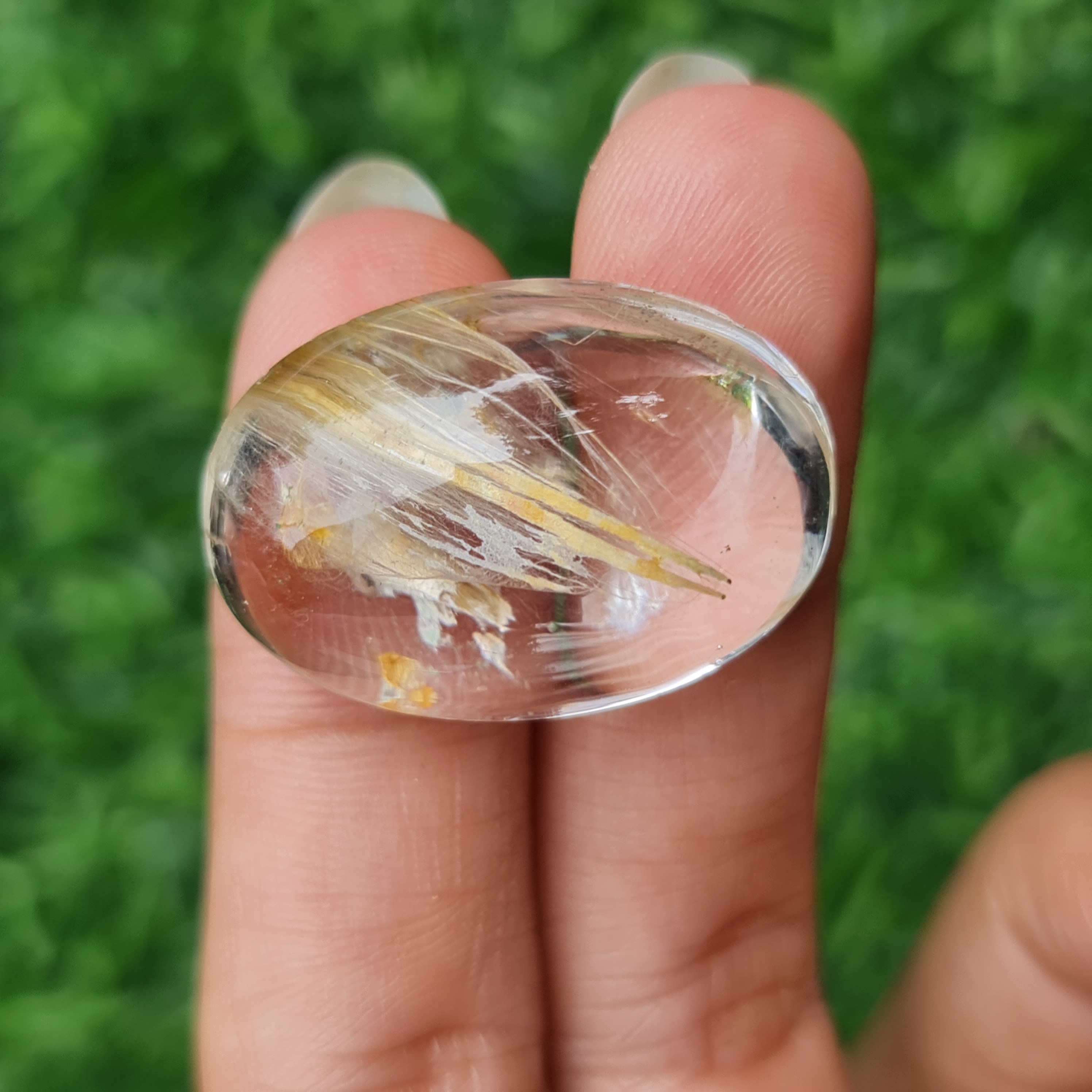 โป่งข่าม ควอตซ์ Rutilated Quartz 52.28 กะรัต Cts. พลอยแท้ อัญมณีมงคลประจําวันเกิด เครื่องประดับพลอย