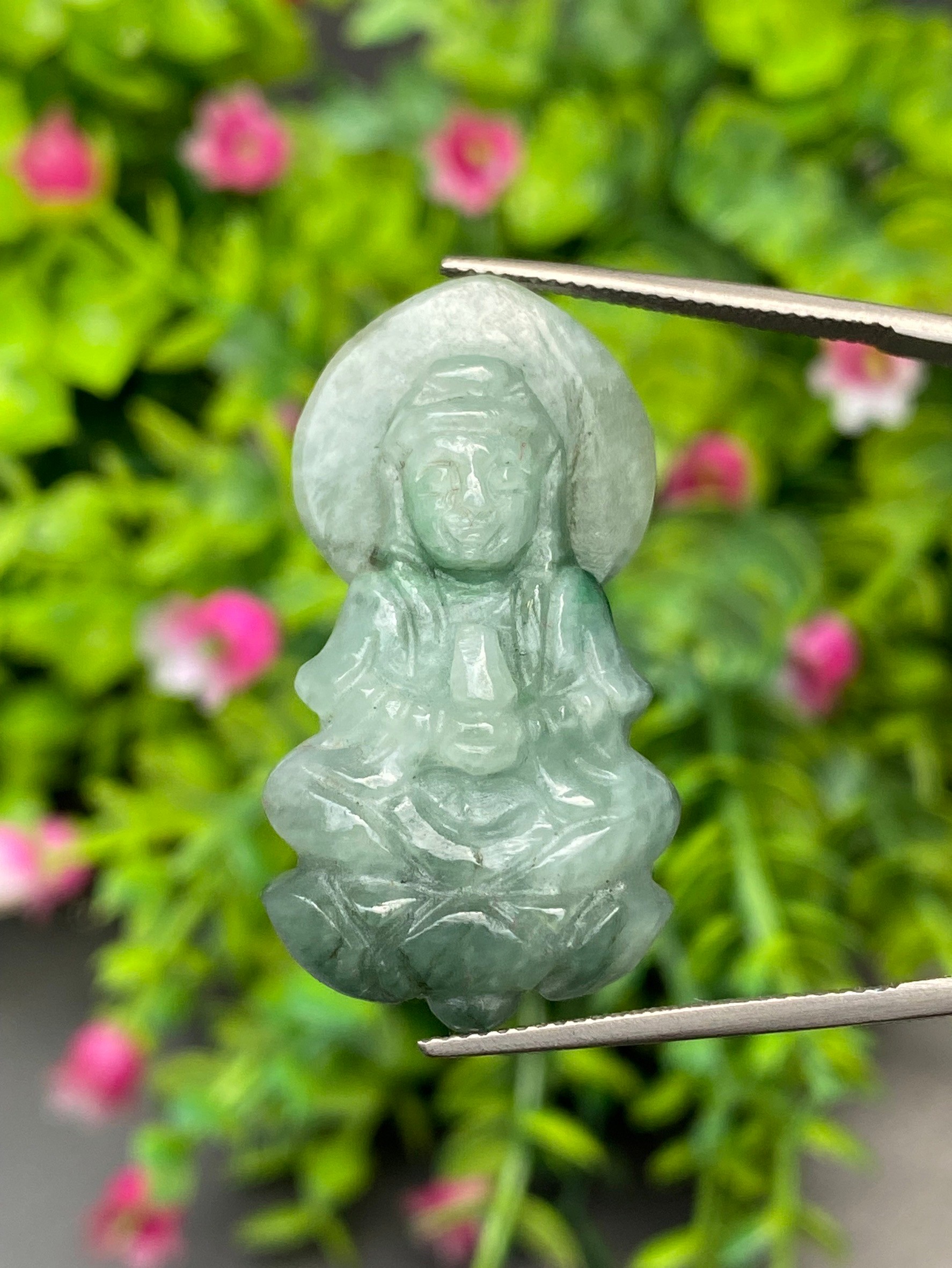 หยก แกะสลัก รูป เจ้าแม่กวนอิม (Burmese jadeite) 38.03 กะรัต (cts.) หยก พม่า แท้