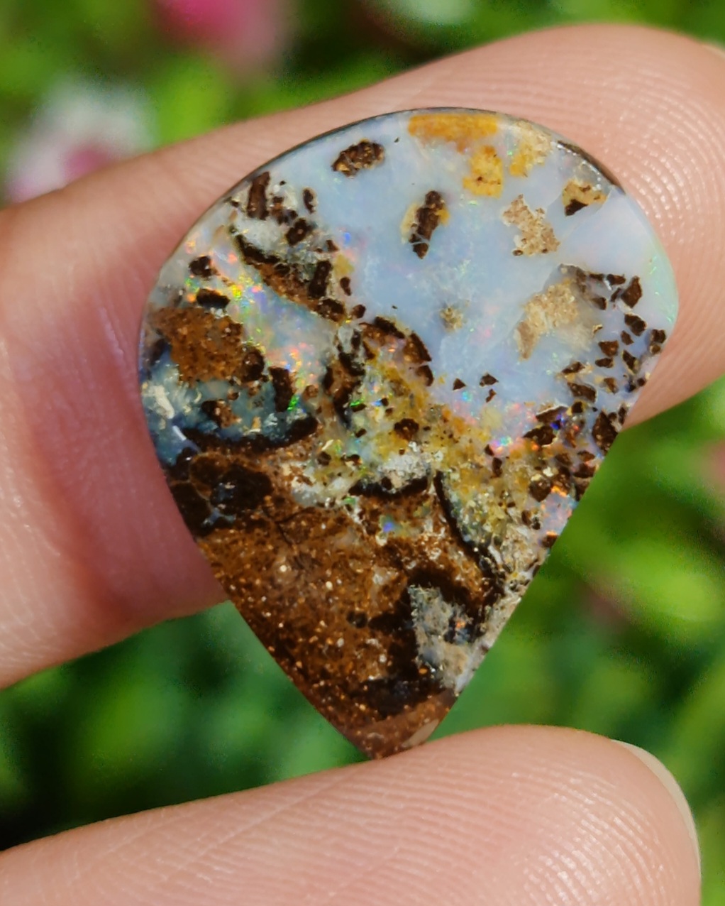 พลอย โบลเดอร์ โอปอล ออสเตรเลีย Australian Boulder Opal 14.3 กะรัต (Cts.) พลอยแท้ อัญมณีมงคลประจําวันเกิด เครื่องประดับพลอย