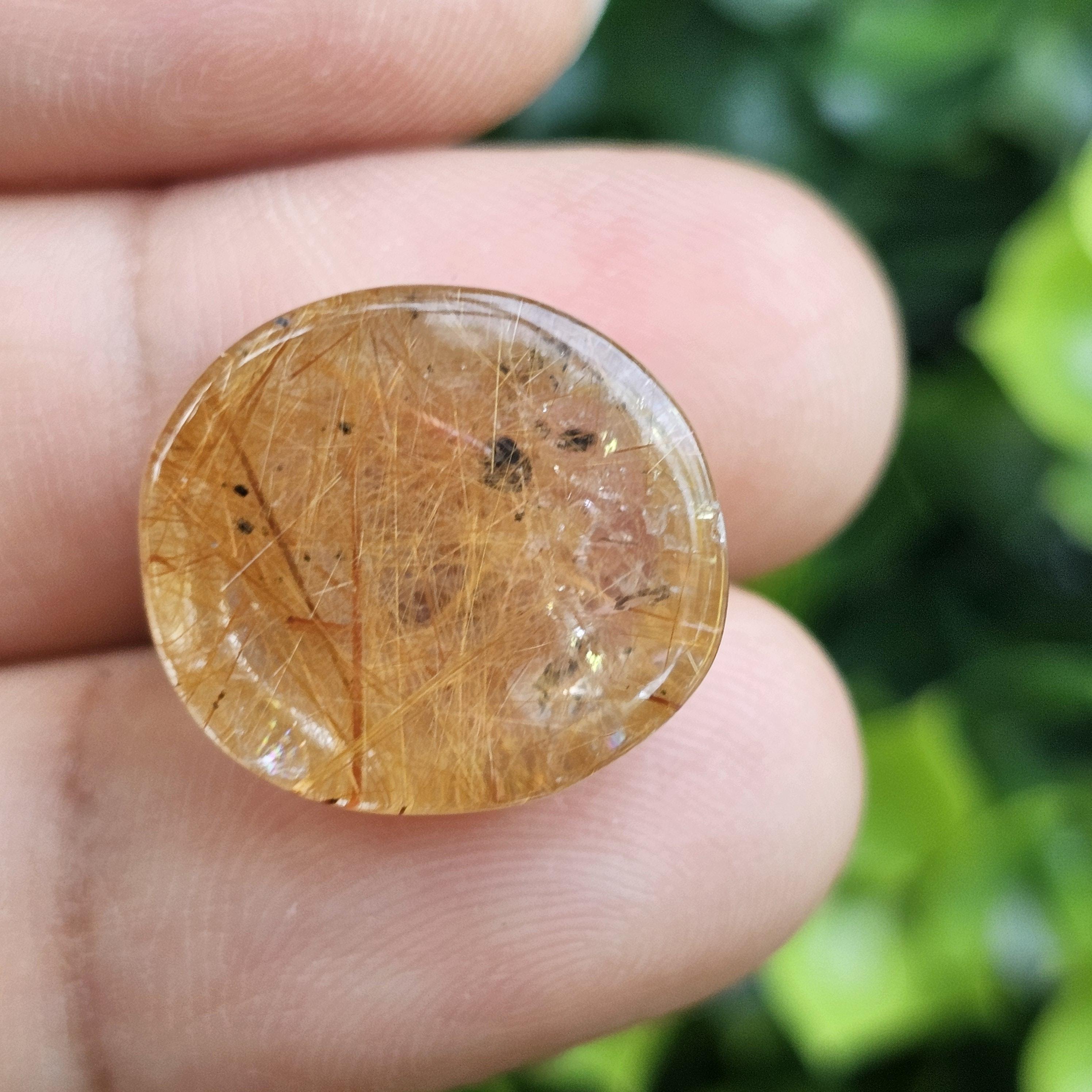 ไหมทอง ควอตซ์ Golden Rutilated Quartz 22.51 กะรัต Cts.พลอยแท้ อัญมณีมงคลประจําวันเกิด เครื่องประดับพลอย