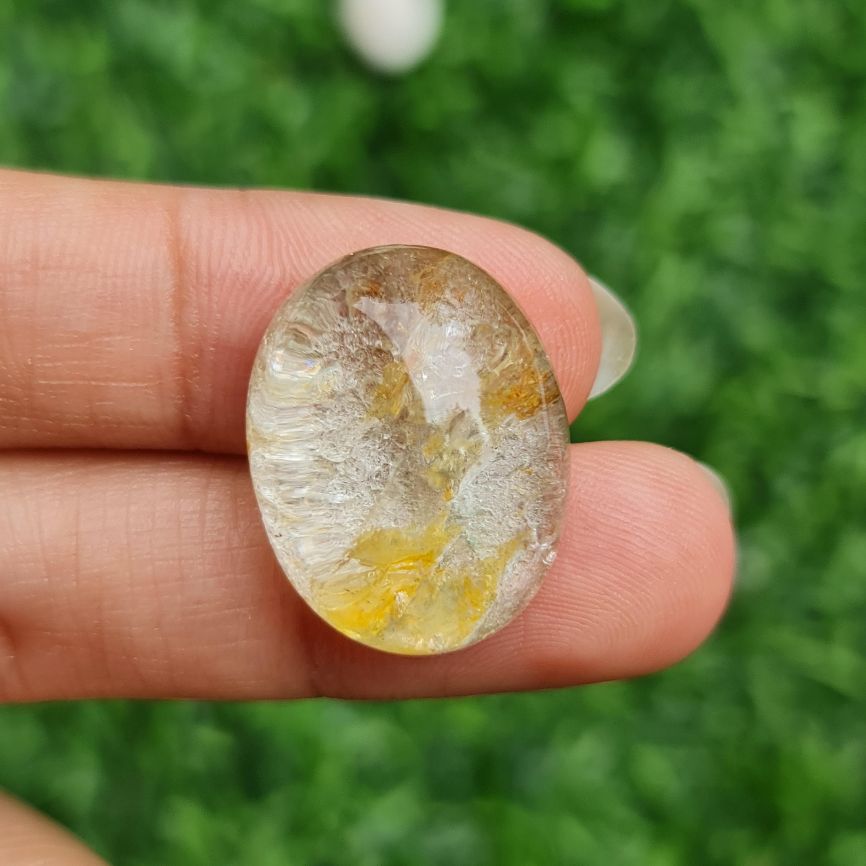 โป่งข่าม ควอตซ์ Rutilated Quartz 31.58 กะรัต Cts. พลอยแท้ อัญมณีมงคลประจําวันเกิด เครื่องประดับพลอย