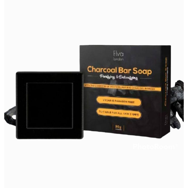 1 PV.แพ็คละ 3 ก้อน สบู่ชาโคล ELVA CHAROAL SOAP 30g.