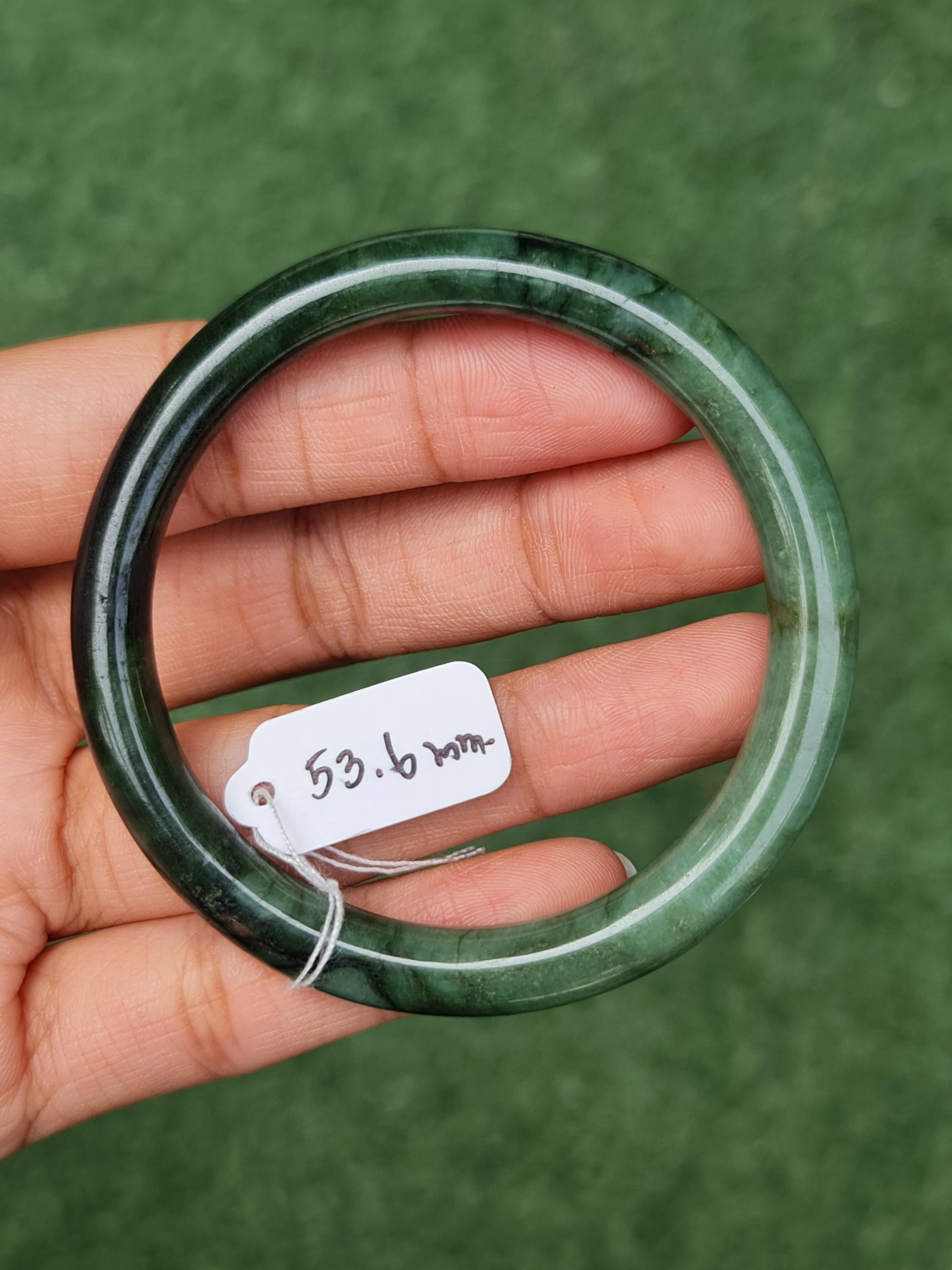 JB0703-019 หยก พม่า แท้ Jade กำไลหยก (Jadeite bracelet) พม่า (Myanmar) 53.6 มม.