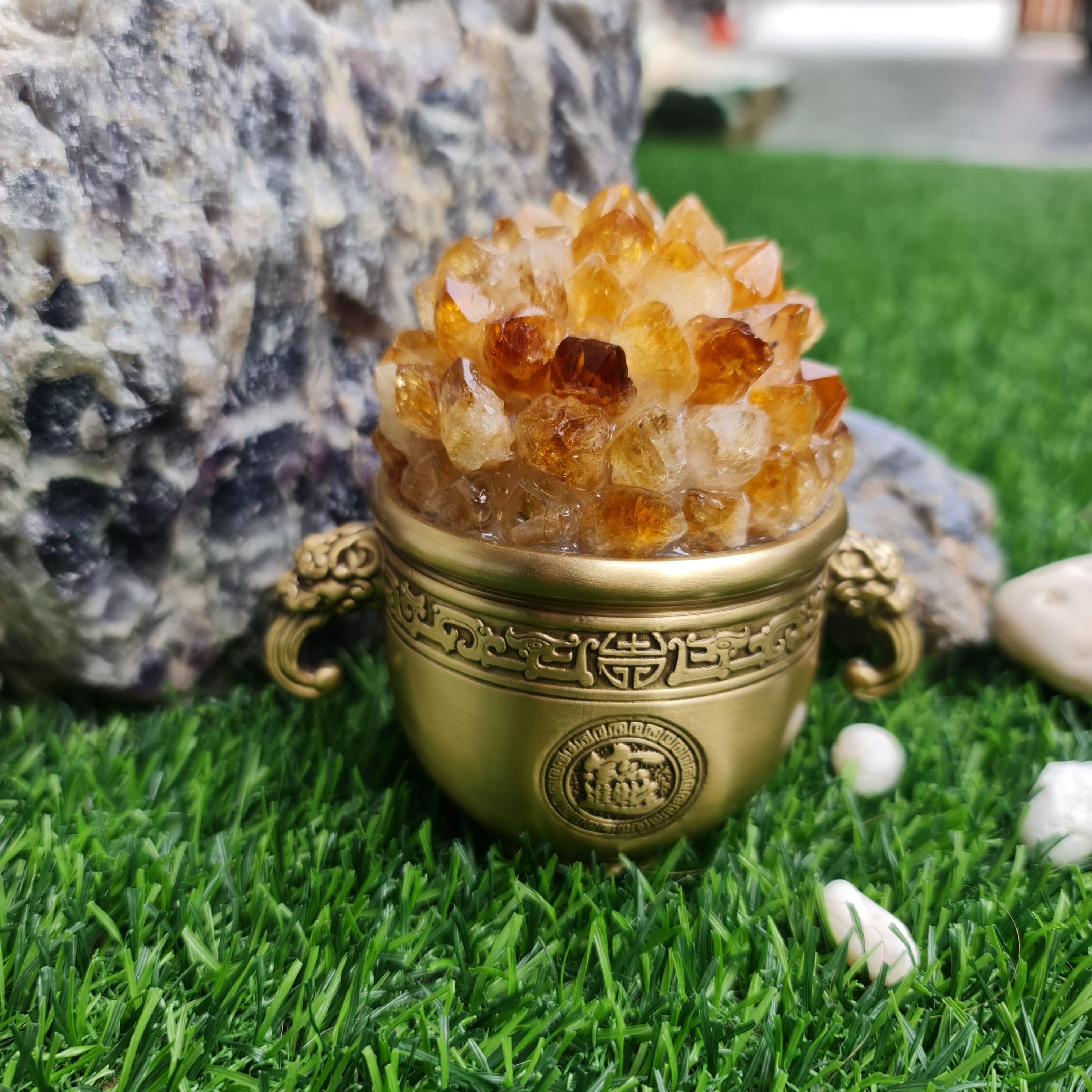 ผลึก ซิทริน Citrine พลอยแท้ อัญมณีมงคลประจําวันเกิด เครื่องประดับพลอย