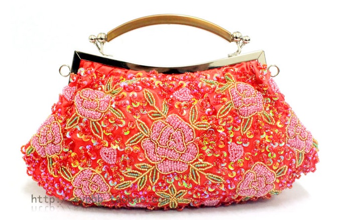 Pre-order กระเป๋าออกงาน Evening Clutch ทรงสวย แต่งลูกไม้ ลายดอกไม้ ปักเลื่อม