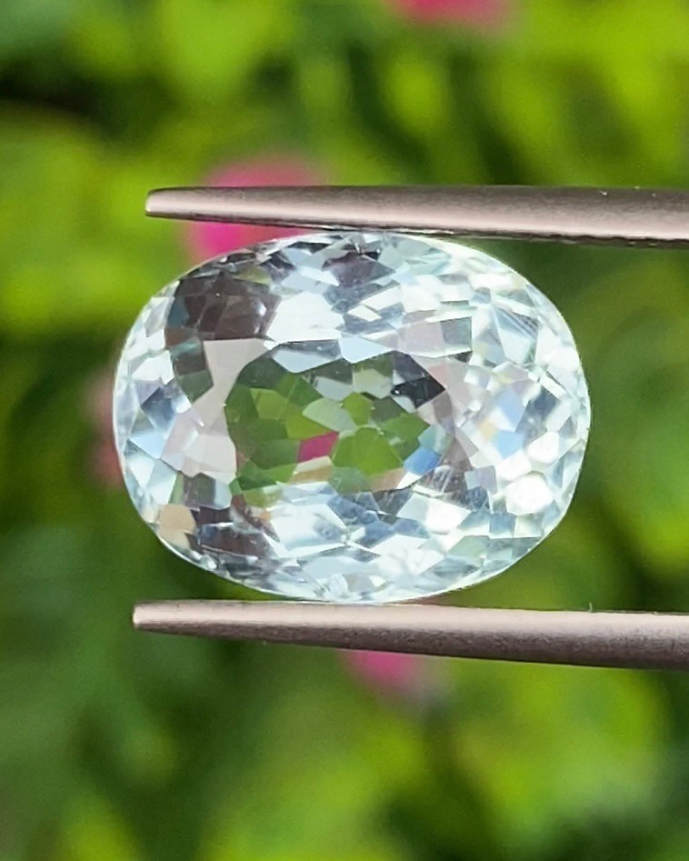 พลอย อความารีน Aquamarine 5.87 กะรัต (Cts.) พลอยแท้ อัญมณีมงคลประจําวันเกิด เครื่องประดับพลอย