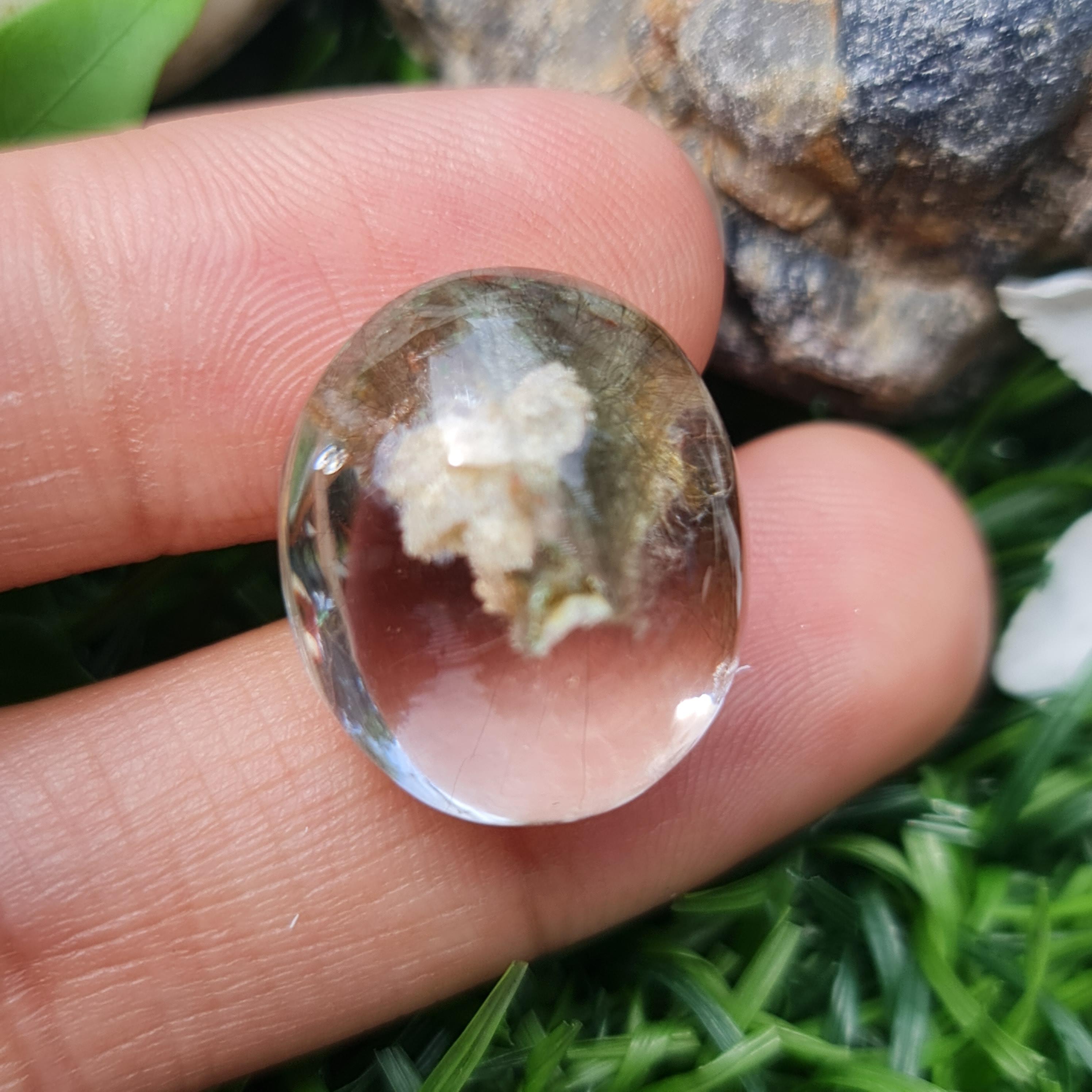 โป่งข่าม ควอตซ์ Rutilated Quartz 27.62 กะรัต Cts. พลอยแท้ อัญมณีมงคลประจําวันเกิด เครื่องประดับพลอย