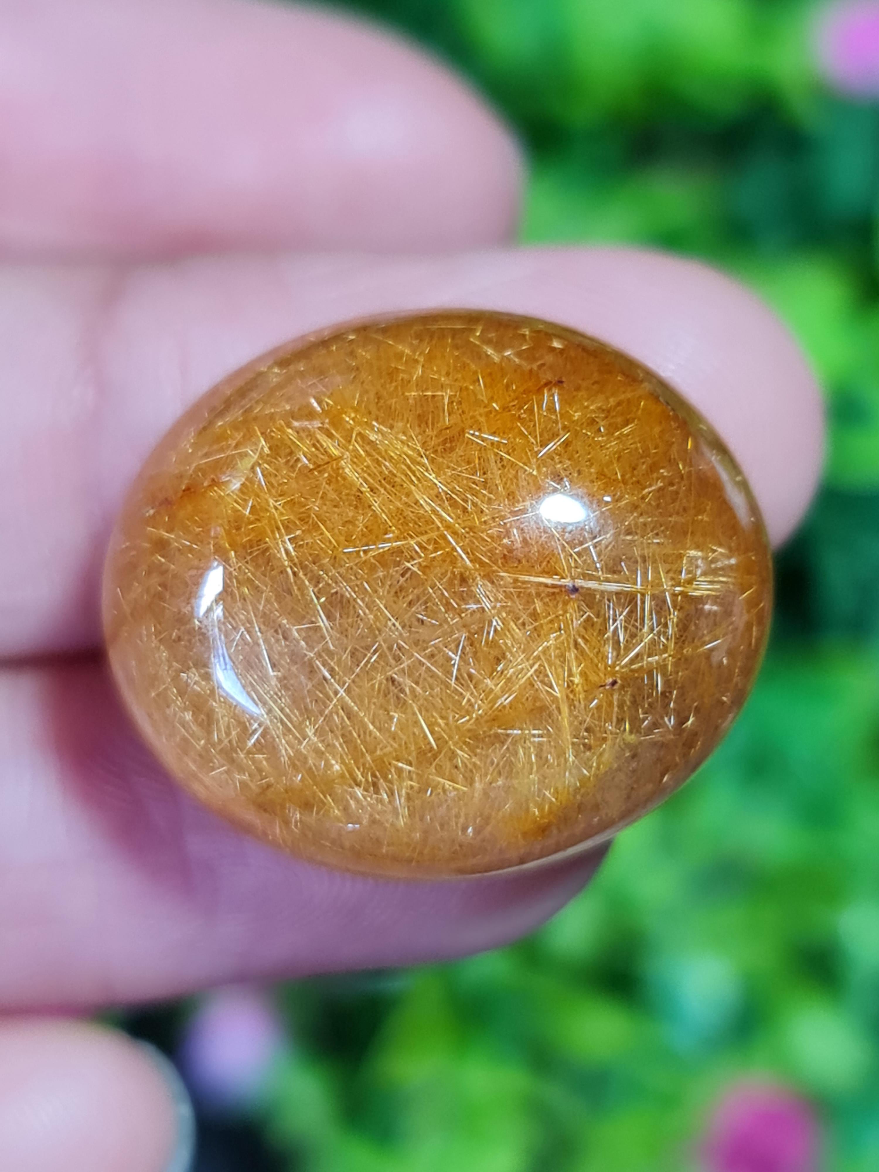 ไหมทอง ควอตซ์ Golden Rutilated Quartz 48.62 กะรัต Cts.พลอยแท้ อัญมณีมงคลประจําวันเกิด เครื่องประดับพลอย