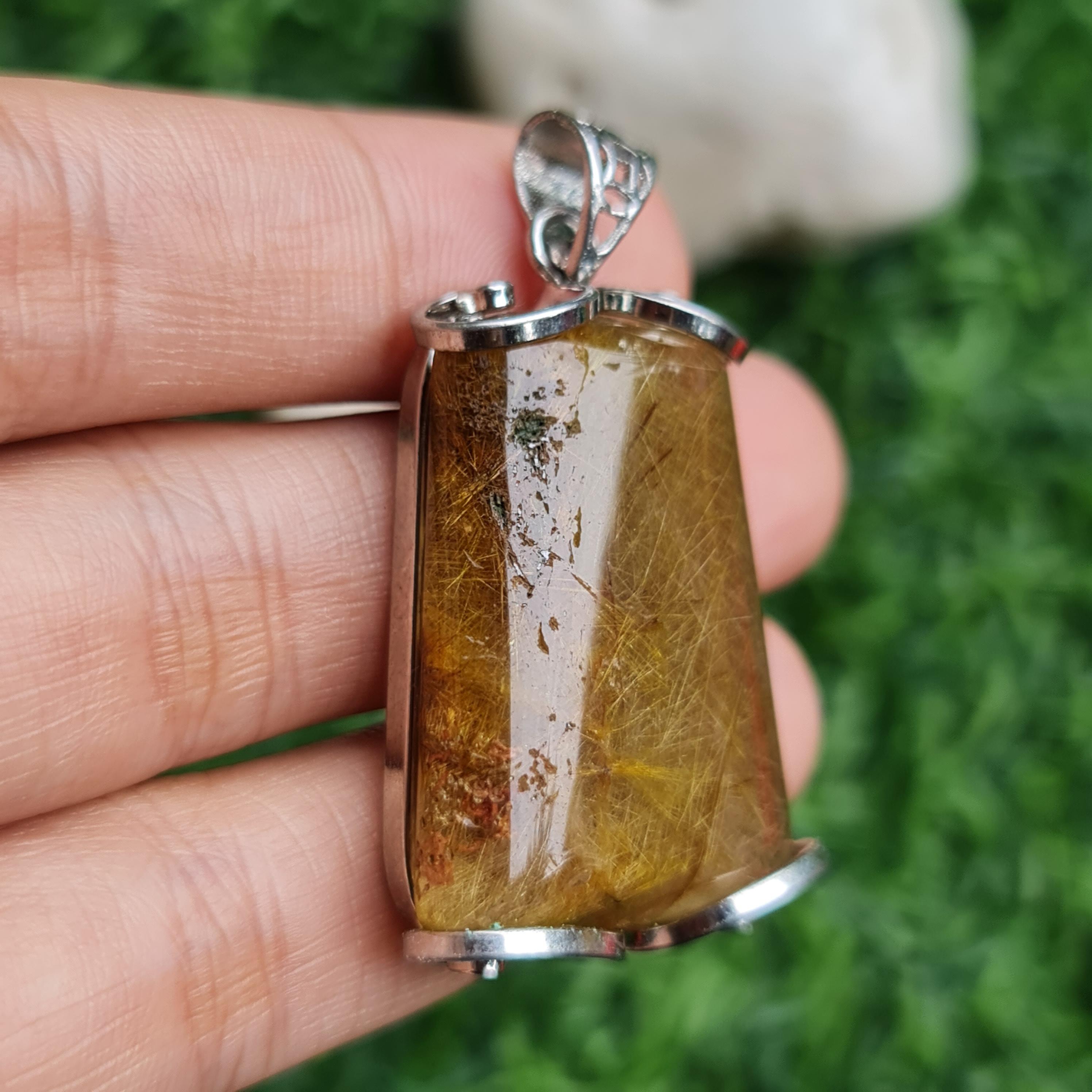 จี้ไหมทอง (Golden Rutilated Quartz) 78.42 กรัม g.พลอยแท้ อัญมณีมงคลประจําวันเกิด เครื่องประดับพลอย