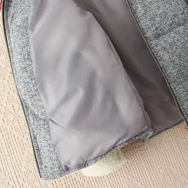 เสื้อโค้ทกันหนาววินเทจ ปกใหญ่แต่งขนแกะสองชั้น (12046LM)