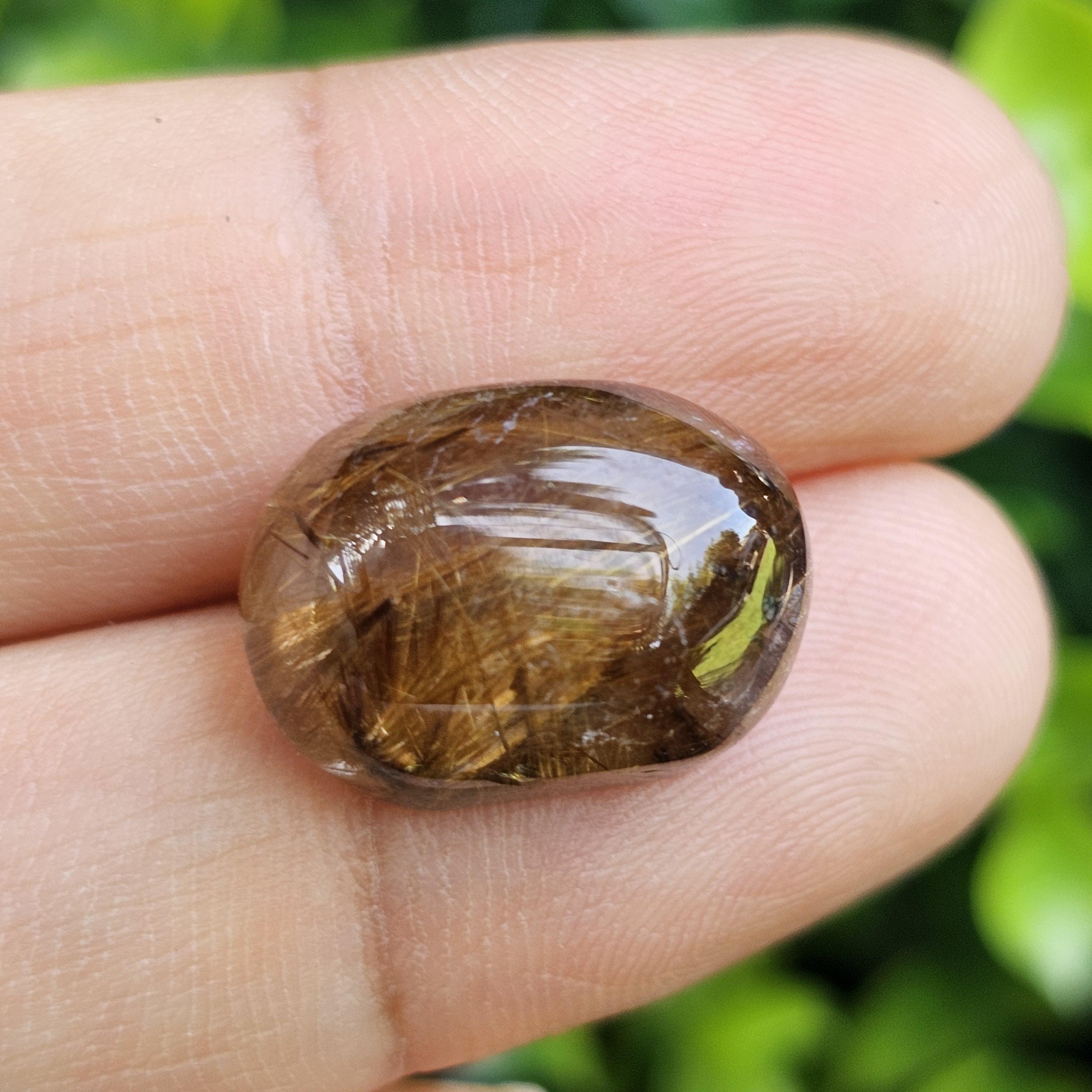 ไหมทอง ควอตซ์ Golden Rutilated Quartz 15.89 กะรัต Cts.พลอยแท้ อัญมณีมงคลประจําวันเกิด เครื่องประดับพลอย