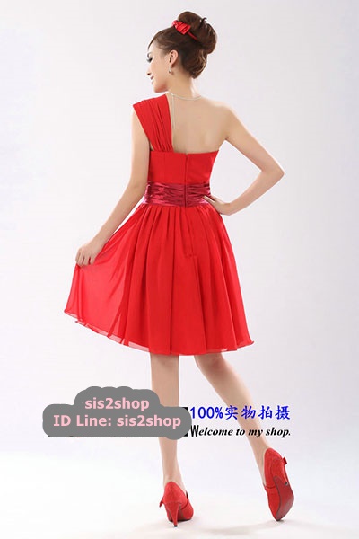 พร้อมส่ง ชุดราตรีสั้น บ่าเฉียง สีม่วงอ่อน คอเว้า Sweet Heart คาดเอวผ้าซาติน