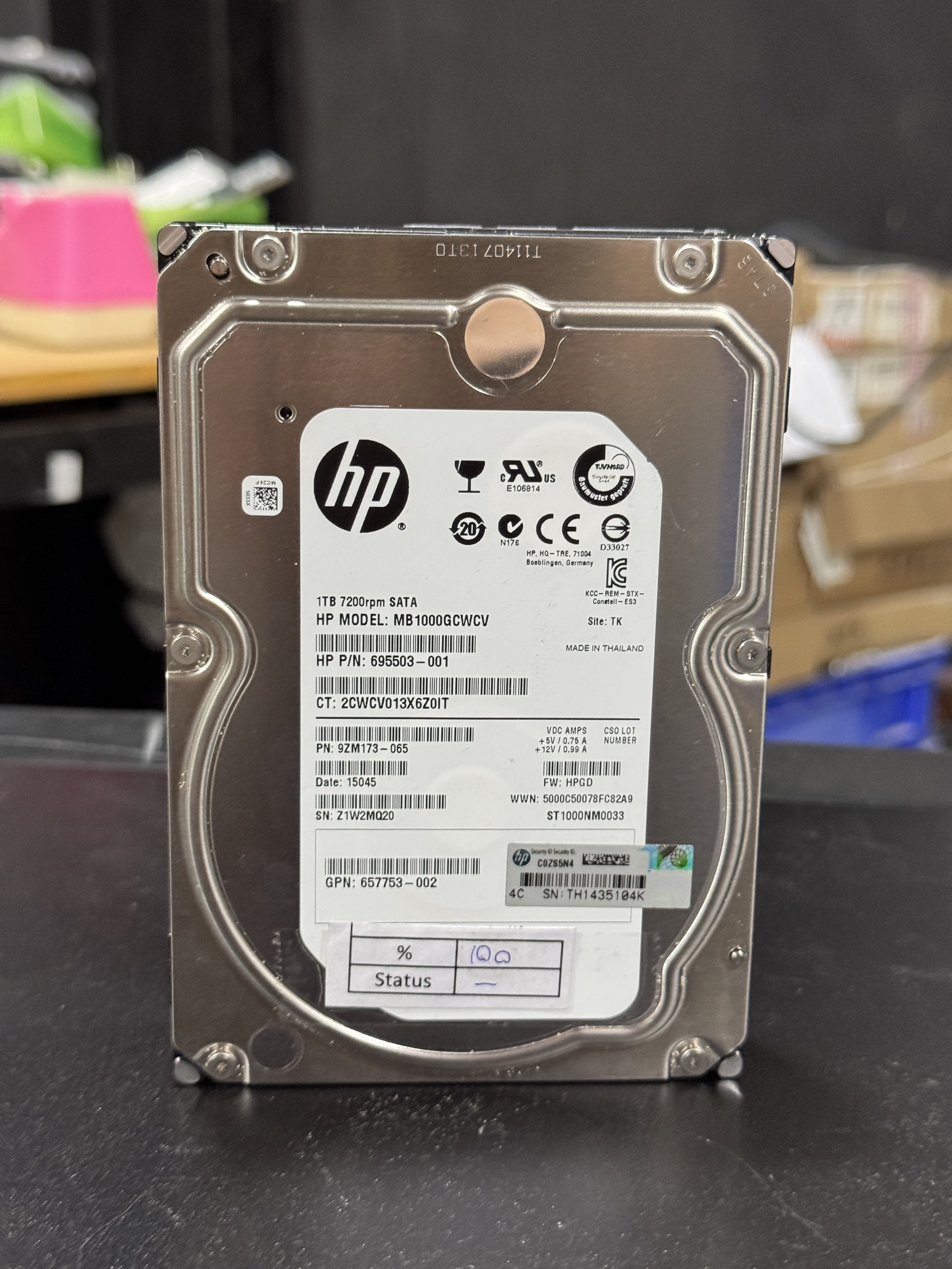 HDD HP 1TB SATA 3.5 6Gbps 7200RPM" มือสองพร้อมใช้งาน มี 5 ลูก