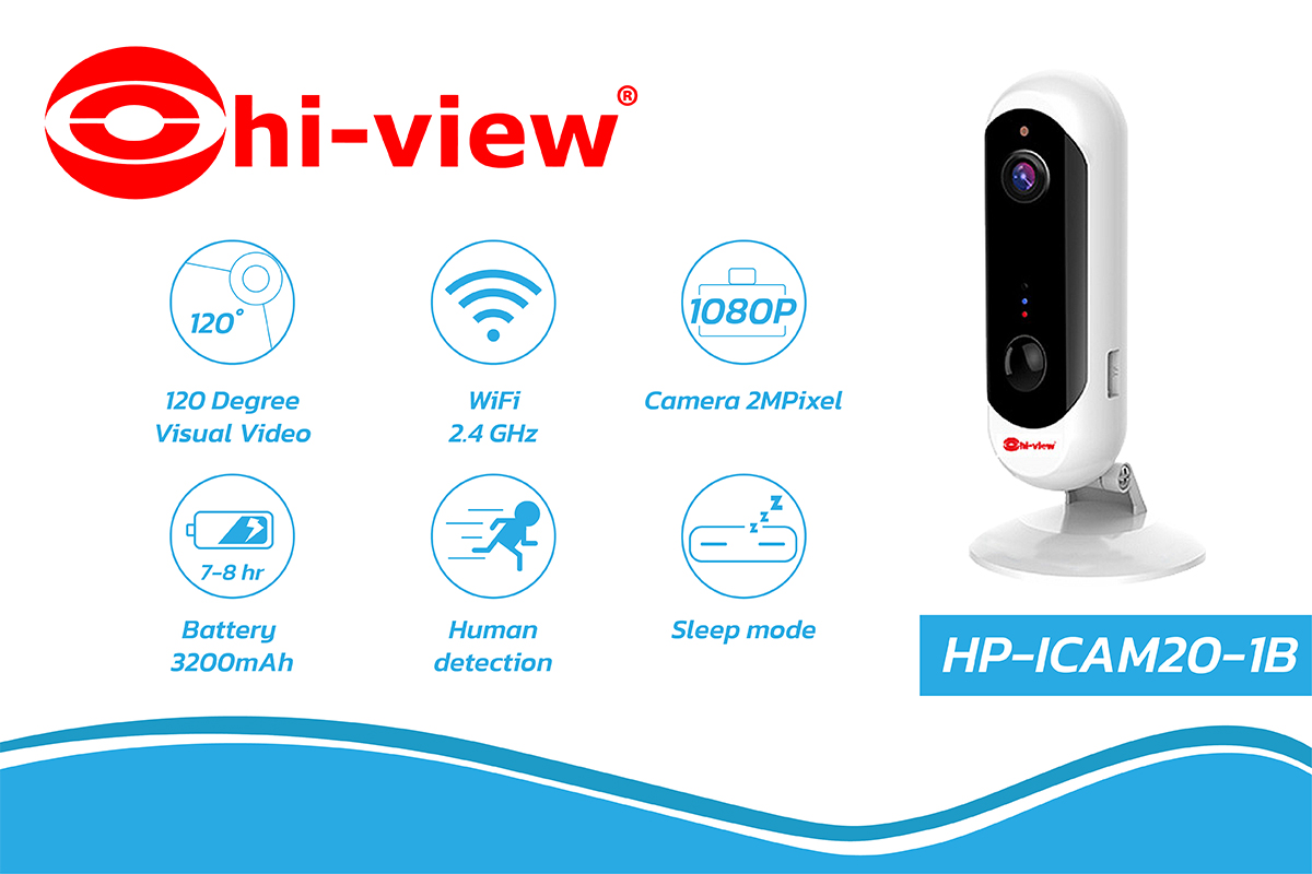 Hi-view HP-ICAM20-1B WiFi indoor 2 ล้านพิกเซล Battery Camera