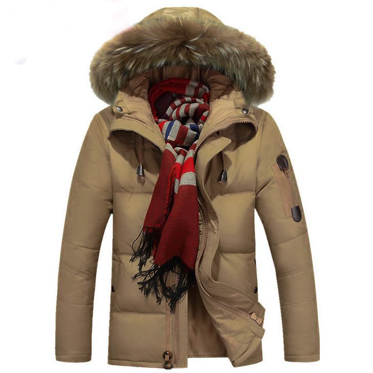 เสื้อกันหนาวผู้ชาย เสื้อแจ็คเก็ตขนเป็ดรุ่นหนาลุยหิมะ ฮู้ดแต่งเฟอร์ (10168MM)
