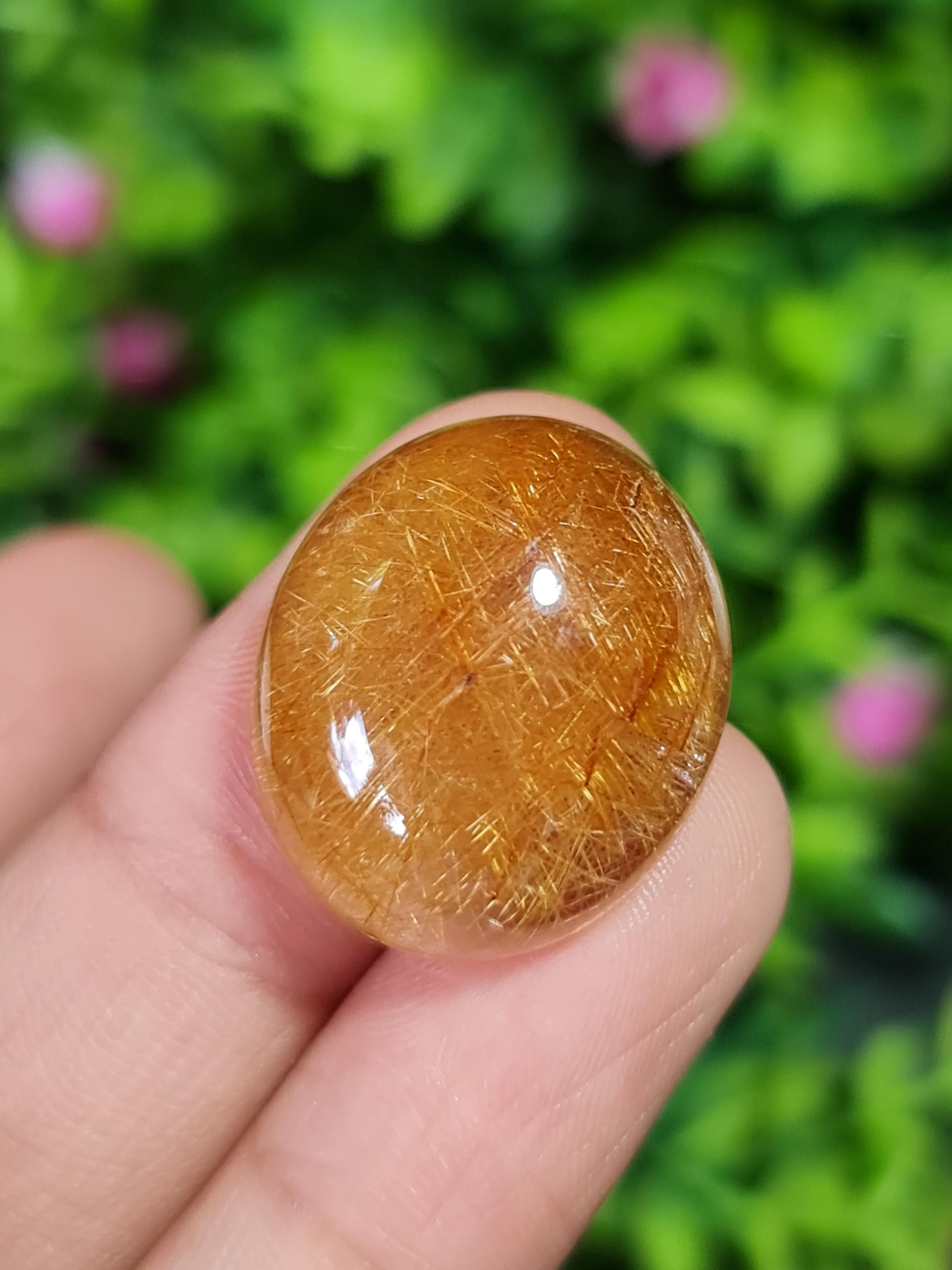 ไหมทอง ควอตซ์ Golden Rutilated Quartz 37.55 กะรัต Cts.พลอยแท้ อัญมณีมงคลประจําวันเกิด เครื่องประดับพลอย