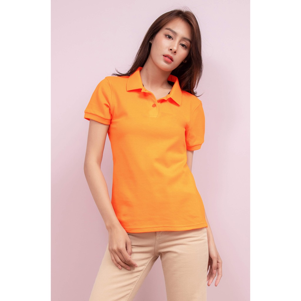 No Problem Noproblem ยอดขาย No.1 รับประกัน ไม่ย้วย ไม่ยืด ผ้านุ่ม เสื้อโปโล หญิง สีส้มซองเจีย