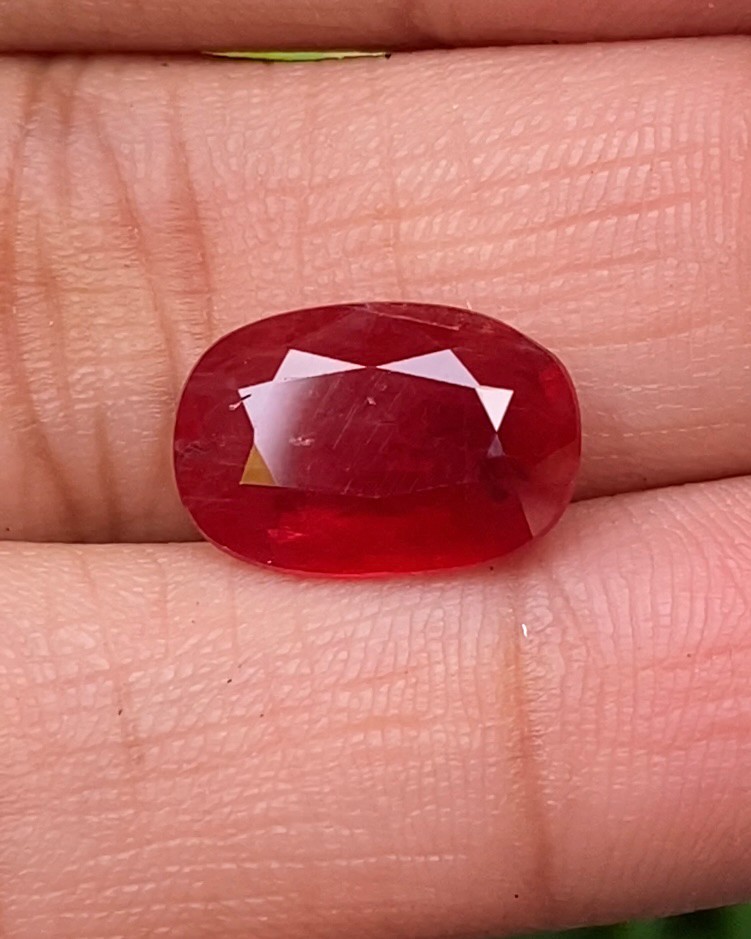 พลอย ทับทิม เผาเก่า 5.16 กะรัต พร้อมใบเซอร์ พลอยแท้ อัญมณีมงคลประจําวันเกิด เครื่องประดับพลอย