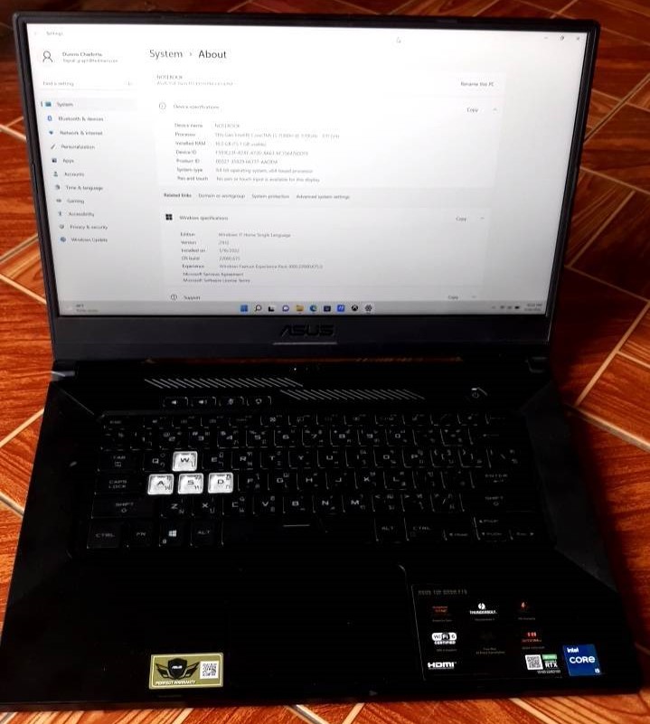 โน๊ตบุ๊คมือสอง ประกันร้าน 1 เดือน Asus TUF Gaming Dash F15 FX516PM (i5-11300 Ram16GB SSD M.2 512GB RTX 3060) พร้อม Adapter