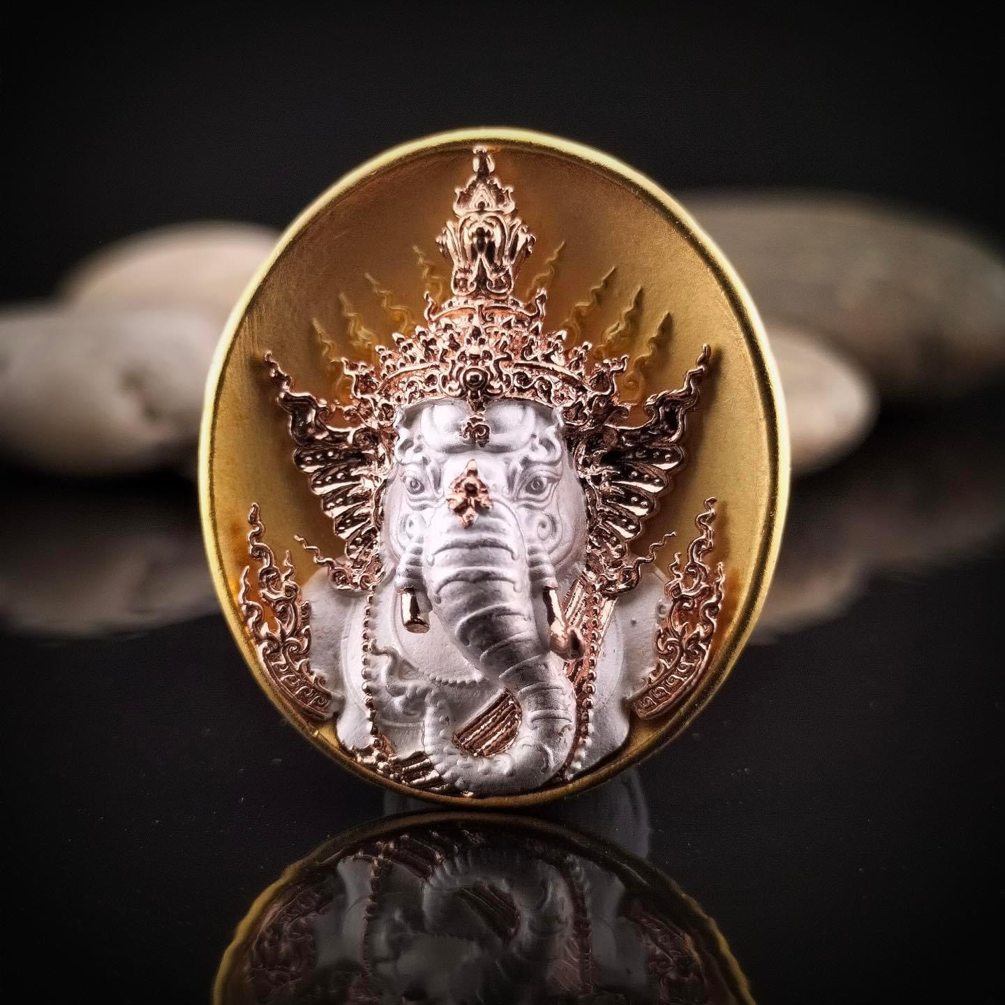 พระพิฆเณศ พรคเณศลิขิต เนื้อสัมฤทธิ์ ชุบสามกษัตริย์