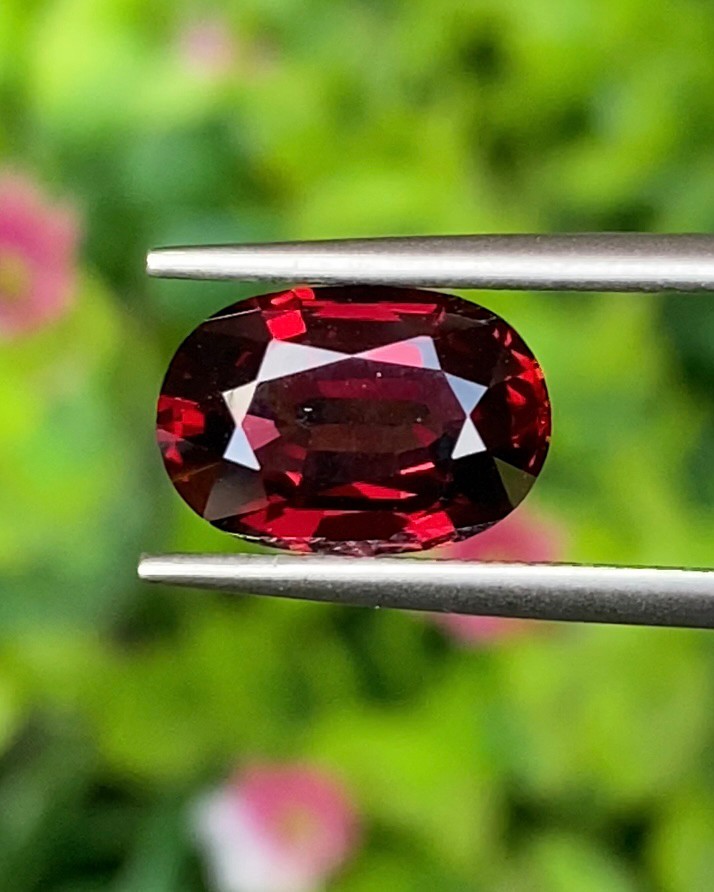 พลอย โรโดไลต์ กาเน็ท Rhodolite Garnet 3.00 กะรัต Cts.พลอยแท้ อัญมณีมงคลประจําวันเกิด เครื่องประดับพลอย