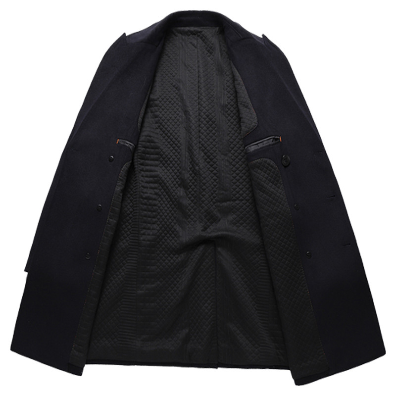 เสื้อโค้ทยาว ผ้าวูลหนากันหนาว คอปกใหญ่ แต่งกระดุมแถวคู่ (10265MM)