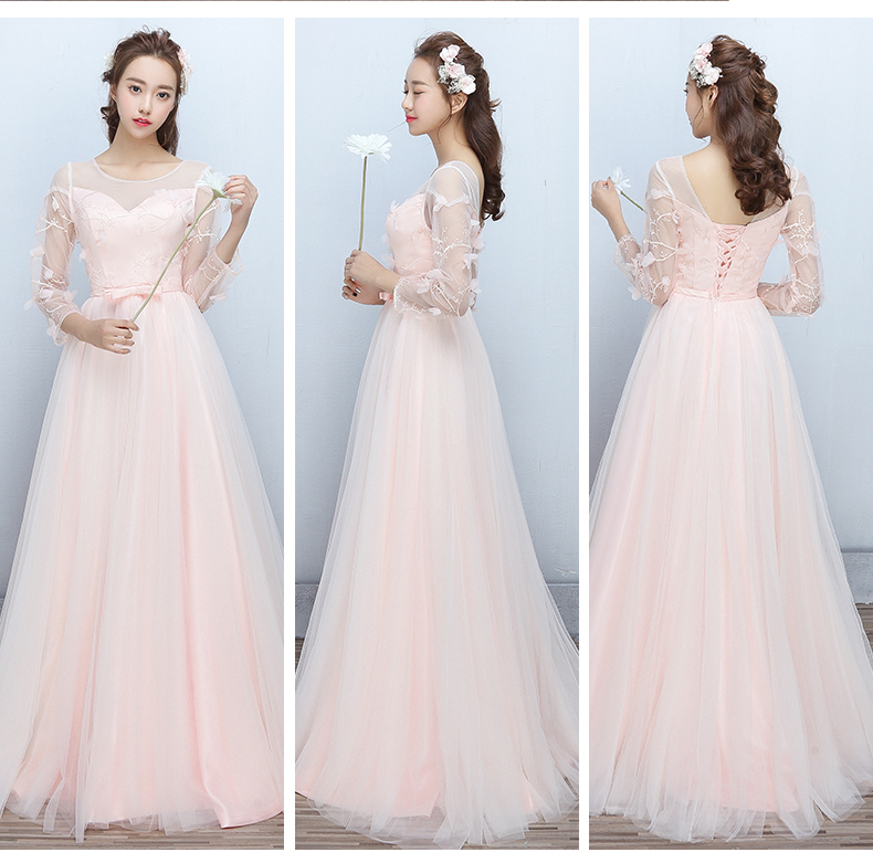 Pre-order ชุดเพื่อนเจ้าสาว สีชมพูโอรส กระโปรงตาข่าย เชือกผูกหลัง