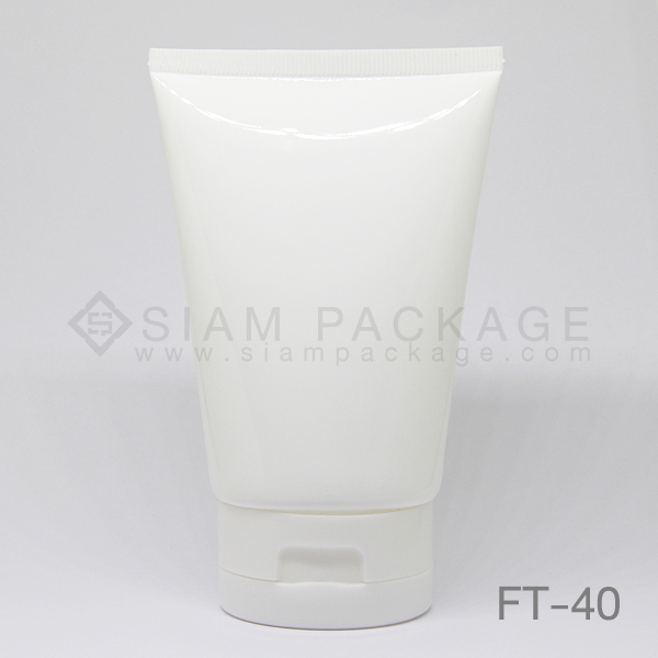 หลอดโฟมสีขาว ทรงอ้วน ฝาฟลิป หลอดครีม รหัส FT-40