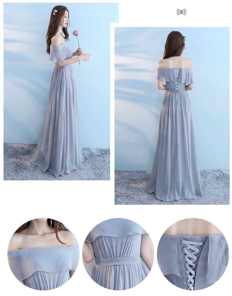 Pre-order ชุดเพื่อนเจ้าสาว สีเทา ผ้าชีฟอง เชือกผูกหลัง มีหลายแบบ