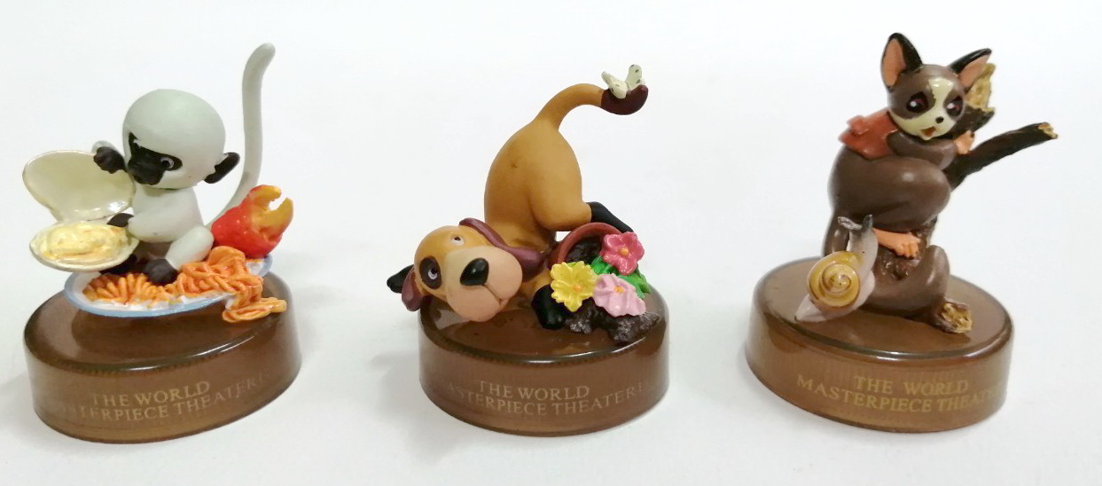 งานฉากขนาดเล็ก งานบอตเทิ่ลแคป ชุด the world masterpiece theater กับสามฉาก สวยน่าเก็บ รายละเอียดครบ ขายทั้งชุด3ตัว