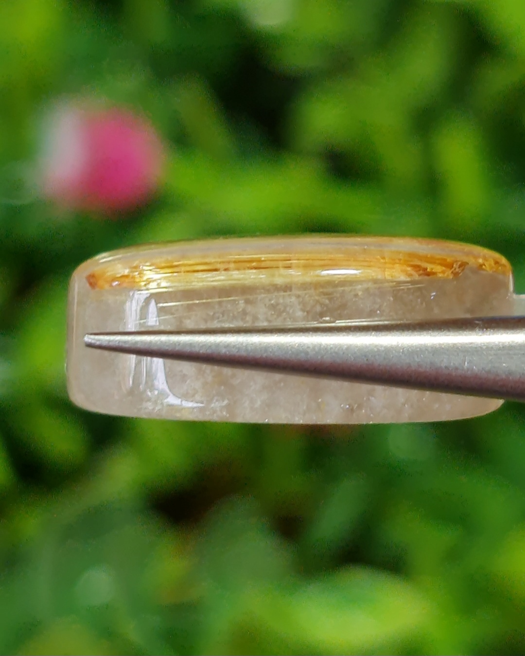 ตาแมว ไหมทอง ควอตซ์ Cat eye Golden Rutilated Quartz 17.0 กะรัต Cts.พลอยแท้ อัญมณีมงคลประจําวันเกิด เครื่องประดับพลอย